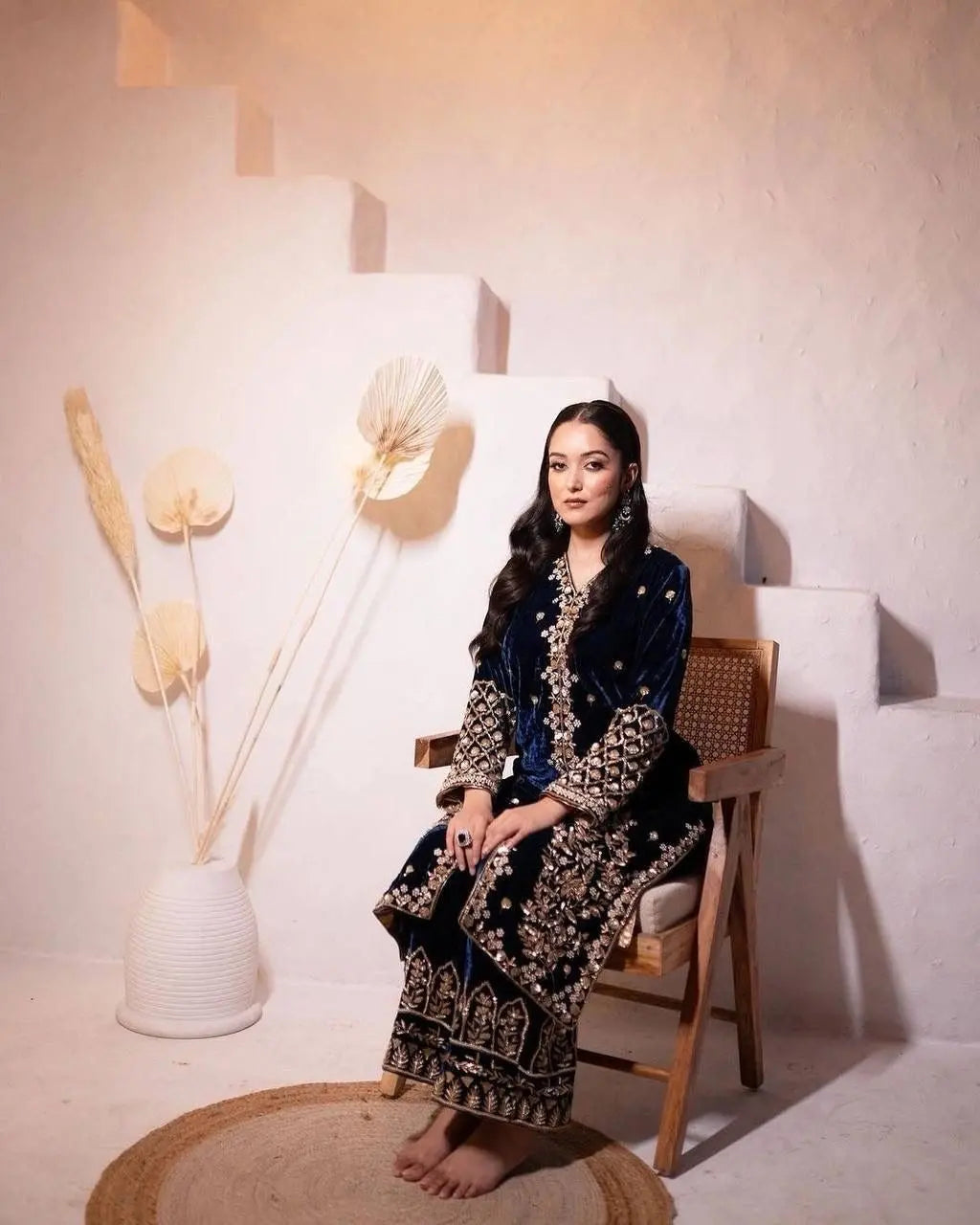 Embroidery work Velvet kurti palazo dupatta Set (Stitched) - Premium from Ethenika.com - Just INR 2590! Shop now at Ethenika.com