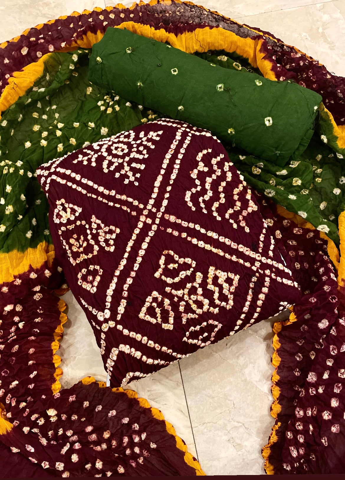 Cotton Barik Bandhej work Bandhani Dress Material - Premium from Ethenika.com - Just INR 1890! Shop now at Ethenika.com