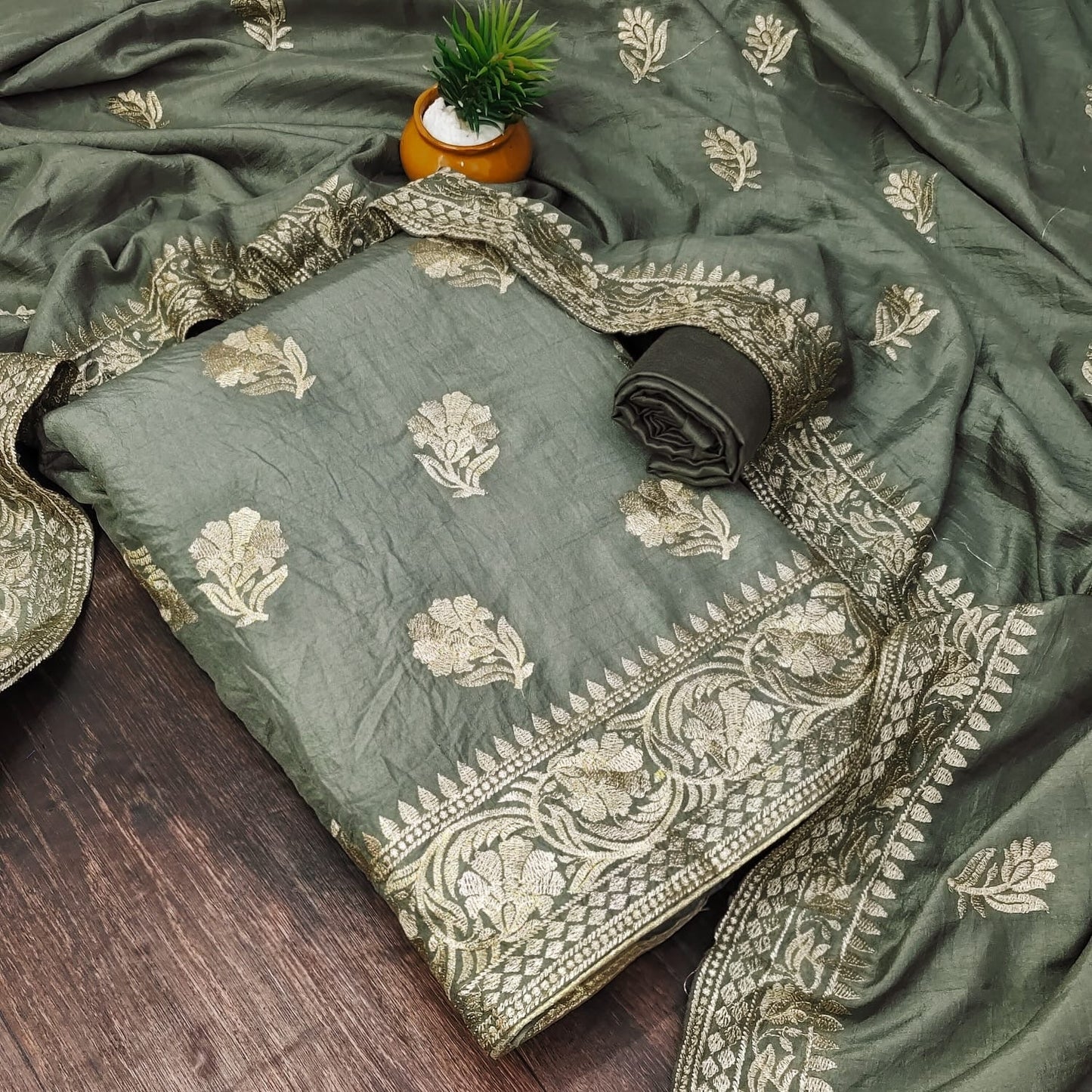 Vachitra Silk Fine Embroidery work Dress Material - Premium  from Ethenika.com - Just INR 1690! Shop now at Ethenika.com