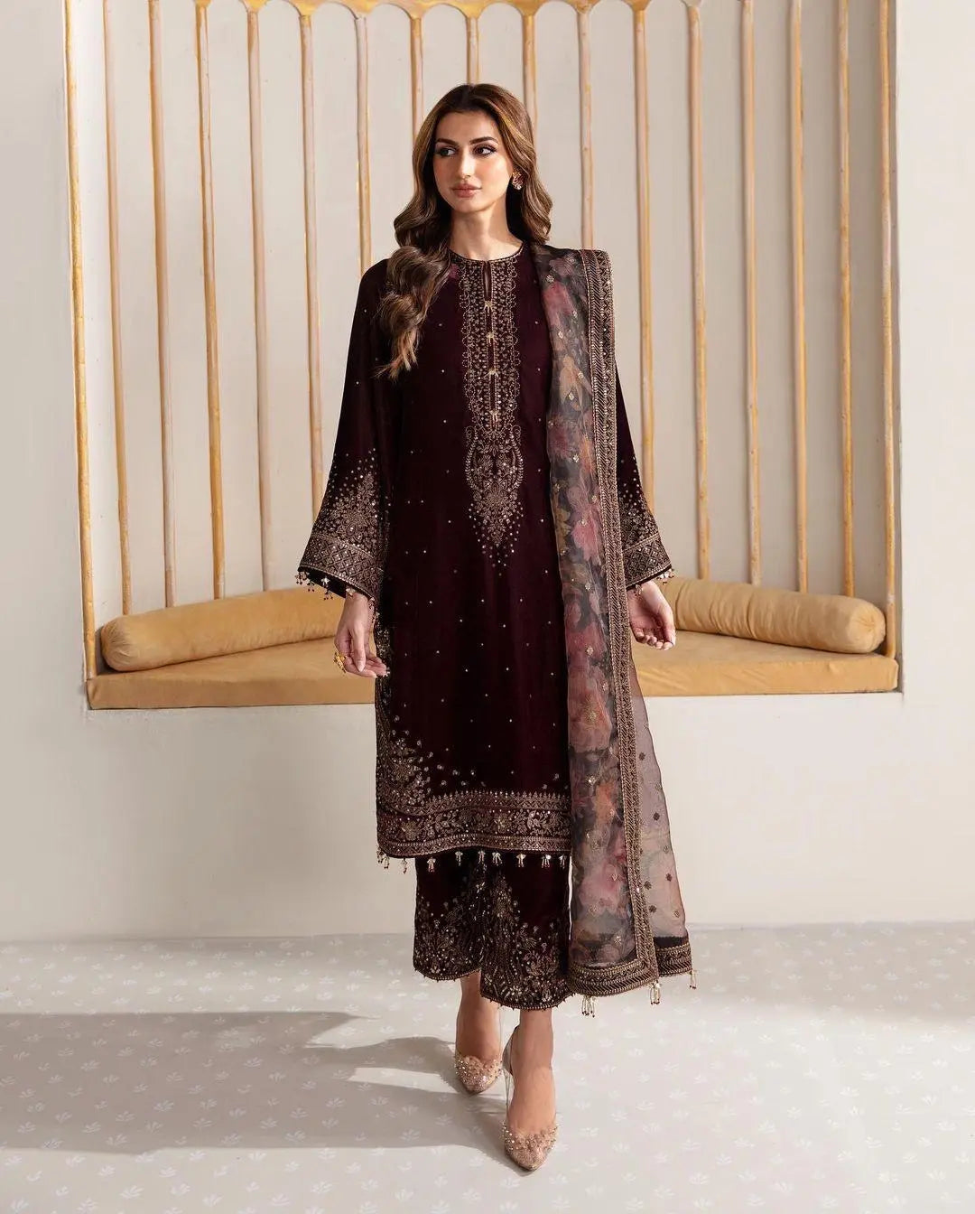 Viscose Sequence work Party Wear Velvet Suit - Premium  from Ethenika.com  - Just INR 3290! Shop now at Ethenika.com