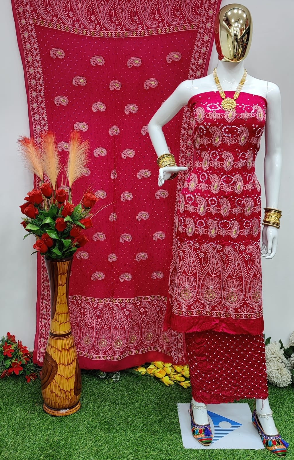Modal Ghazi Silk Lakhnavi work Bandhani Salwar Material - Premium  from Ethenika.com - Just INR 4990! Shop now at Ethenika.com
