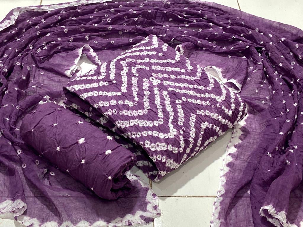 Cotton Satin Self Color W pattern Bandhani Material (Unstitched) - Premium from Ethenika.com - Just INR 1490! Shop now at Ethenika.com