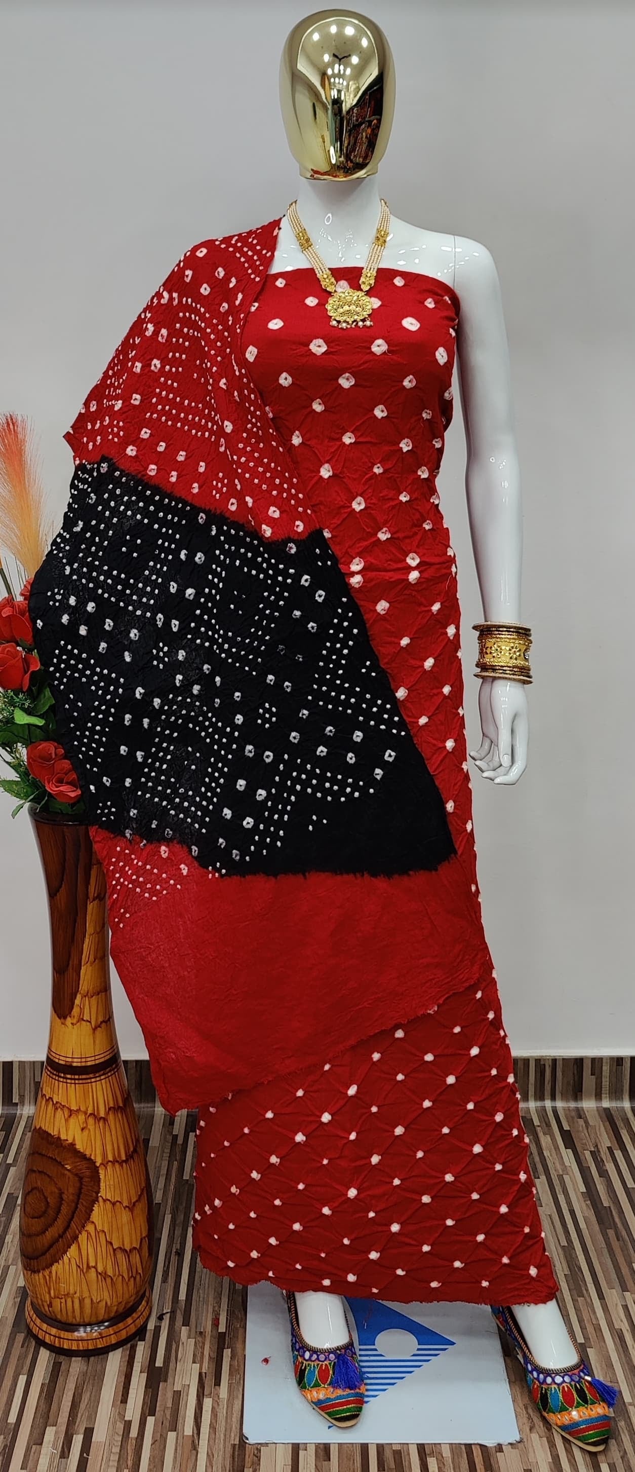 Cotton Satin Contrast Self Kutch Bandhani Dress Material - Premium  from Ethenika.com - Just INR 1590! Shop now at Ethenika.com