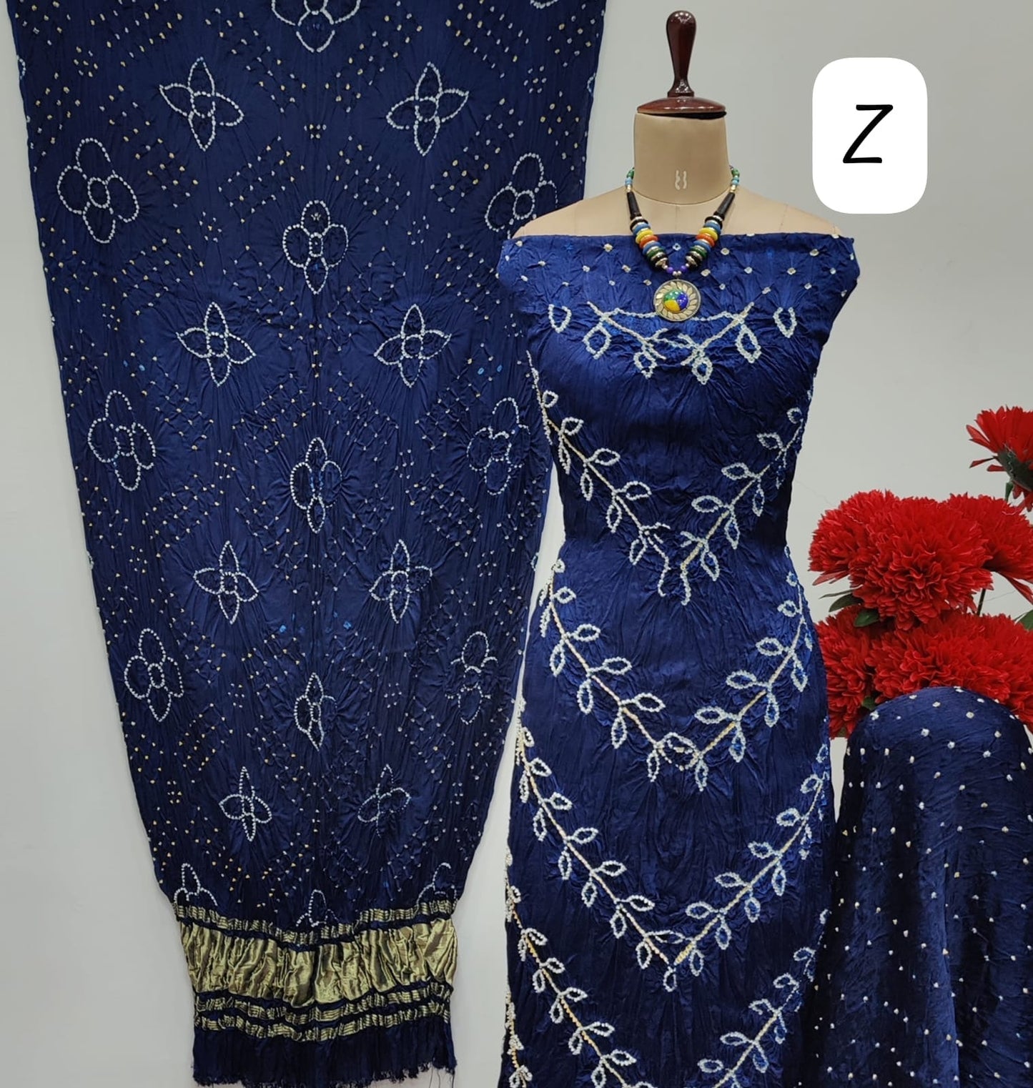 Modal Ghazi Silk Kutchi Bandhani Dress Material (Unstitched) - Premium from Ethenika.com - Just INR 5990! Shop now at Ethenika.com