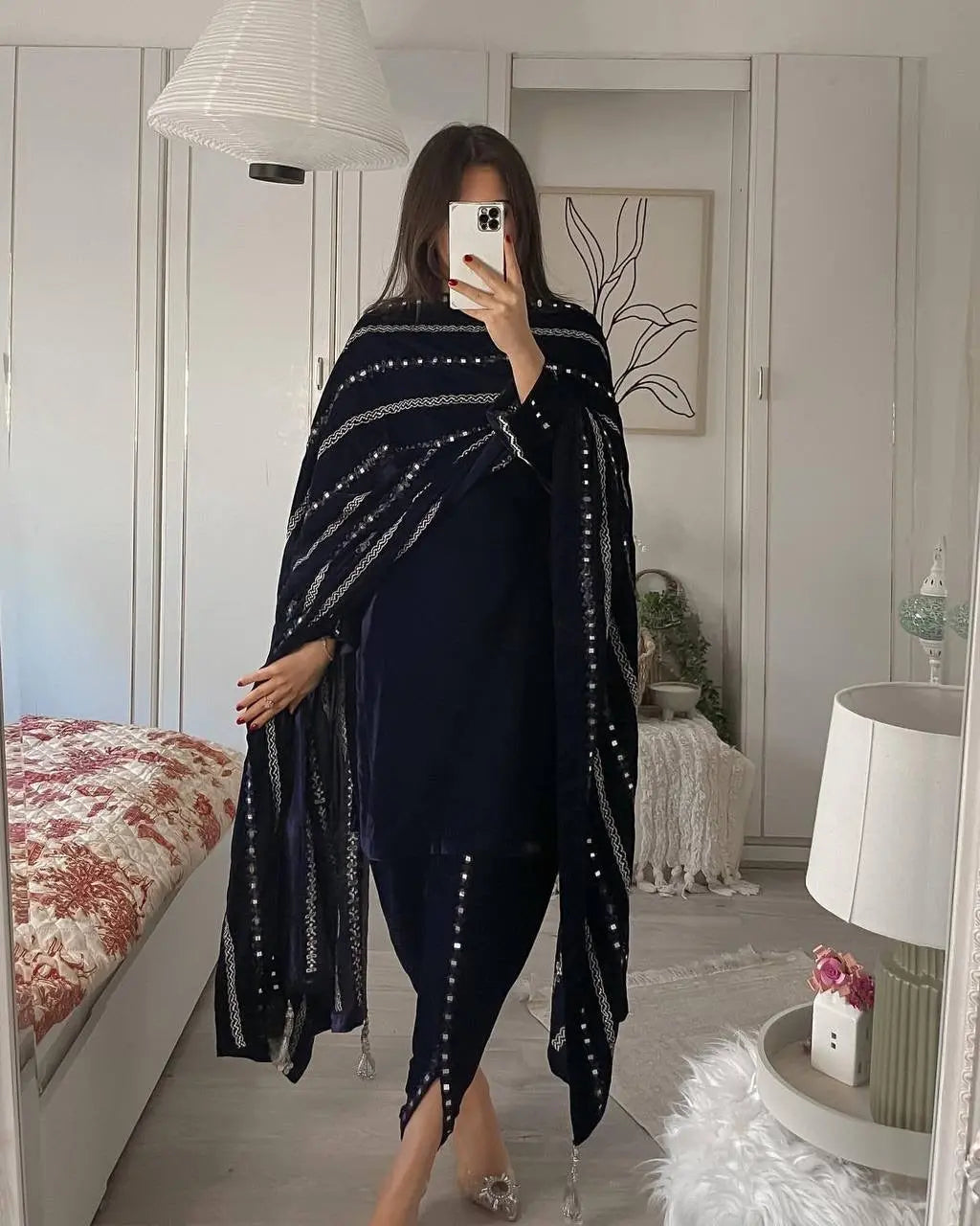 Viscose Velvet Dhoti Salwar Set with Seuqence Work - Premium from Ethenika.com - Just INR 2990! Shop now at Ethenika.com