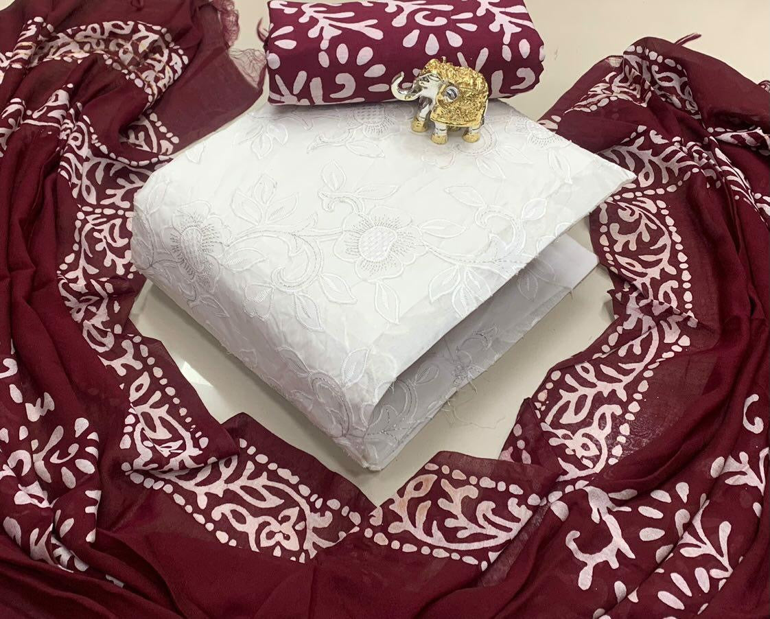 Cotton Hand work Batik Print Dress Material - Premium from Ethenika.com - Just INR 1490! Shop now at Ethenika.com