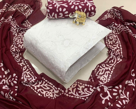 Cotton Hand work Batik Print Dress Material - Premium  from Ethenika.com - Just INR 1490! Shop now at Ethenika.com