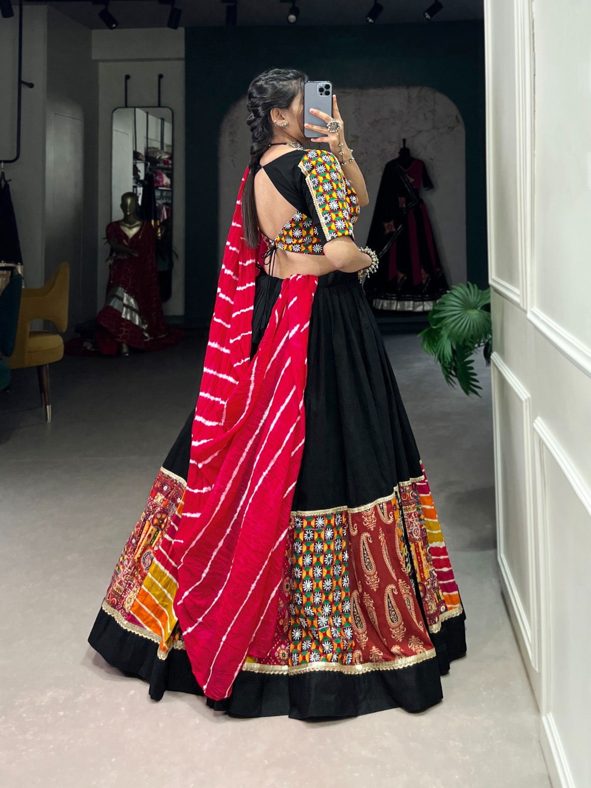 Rayon Printed with Gamthi Work Authentic Gujrati Navratri Chaniya Choli - Premium from Ethenika.com - Just INR 4990! Shop now at Ethenika.com