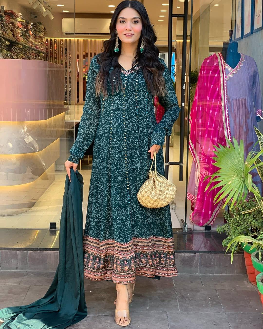 Muslin Cotton Printed Work Kurti Dupatta Set (Ready To Wear)