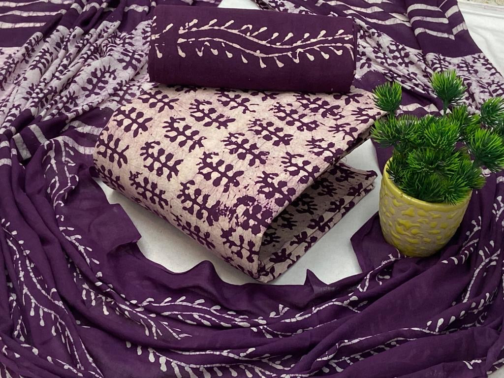 Soft Cotton Hand Blocked Wax Batik Dress Material (Unstitched) - Premium from Ethenika.com - Just INR 1290! Shop now at Ethenika.com