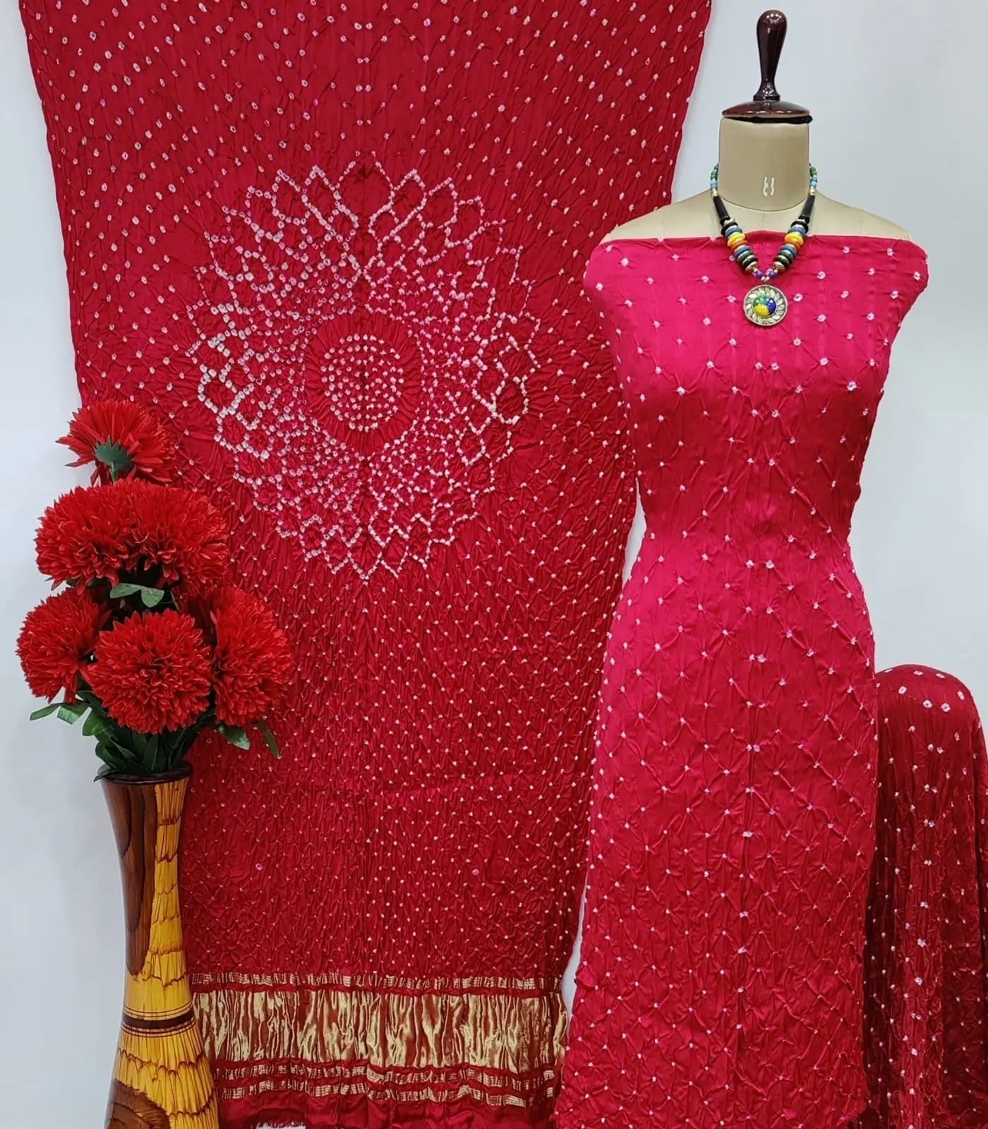 Pure Modal Silk Original Hand Crafted Bandhani Dress Material - Premium  from Ethenika.com - Just INR 4990! Shop now at Ethenika.com