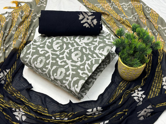 Cotton Hand Blocked Batik Dress Material - Premium  from Ethenika.com - Just INR 1390! Shop now at Ethenika.com