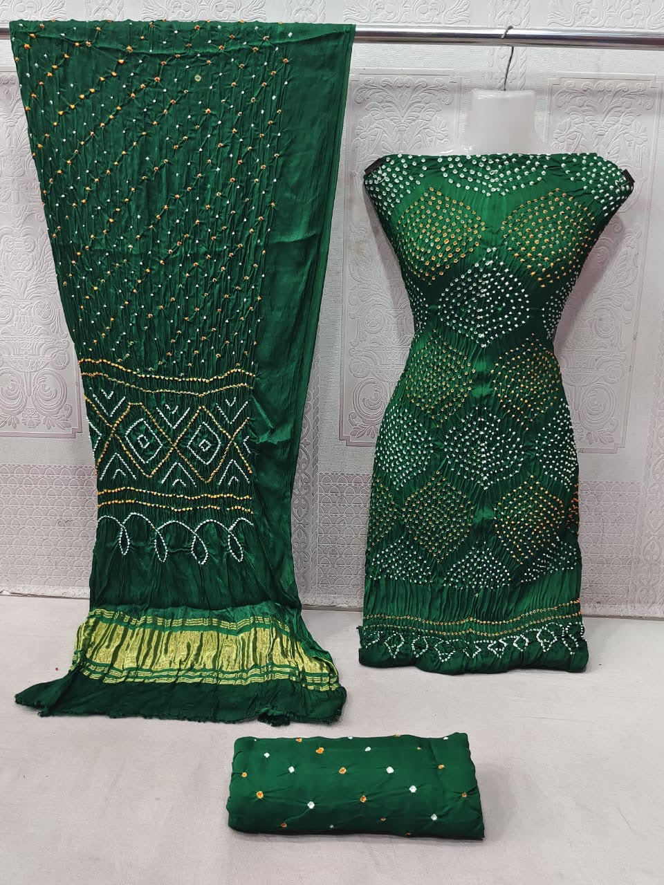 Ethenika Modal Ghazi Silk Original Kutch Hand Crafted Bandhani Dress Material - Premium from Ethenika.com - Just INR 6990! Shop now at Ethenika.com