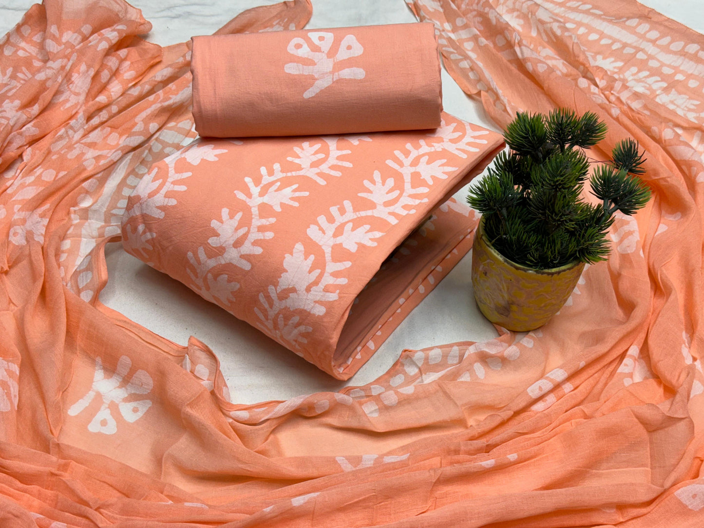 Soft Cotton Hand Blocked Summer Special Batik Dress Material (Unstitched) - Premium from Ethenika.com - Just INR 1790! Shop now at Ethenika.com