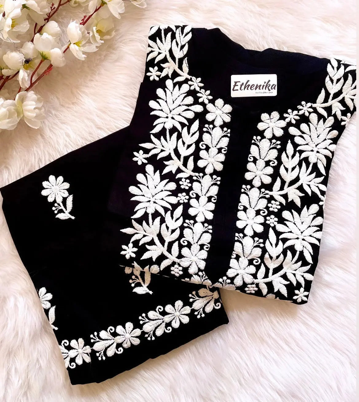 Cotton Thread Embroidery work Kurti Pant Set (Stitched) - Premium from Ethenika.com - Just INR 1590! Shop now at Ethenika.com