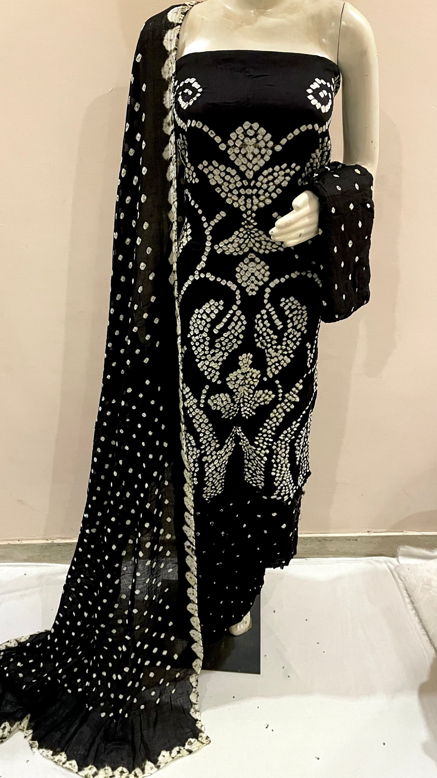 Cotton Satin Original Kutch Bandhani Dress Material - Premium from Ethenika.com - Just INR 1690! Shop now at Ethenika.com
