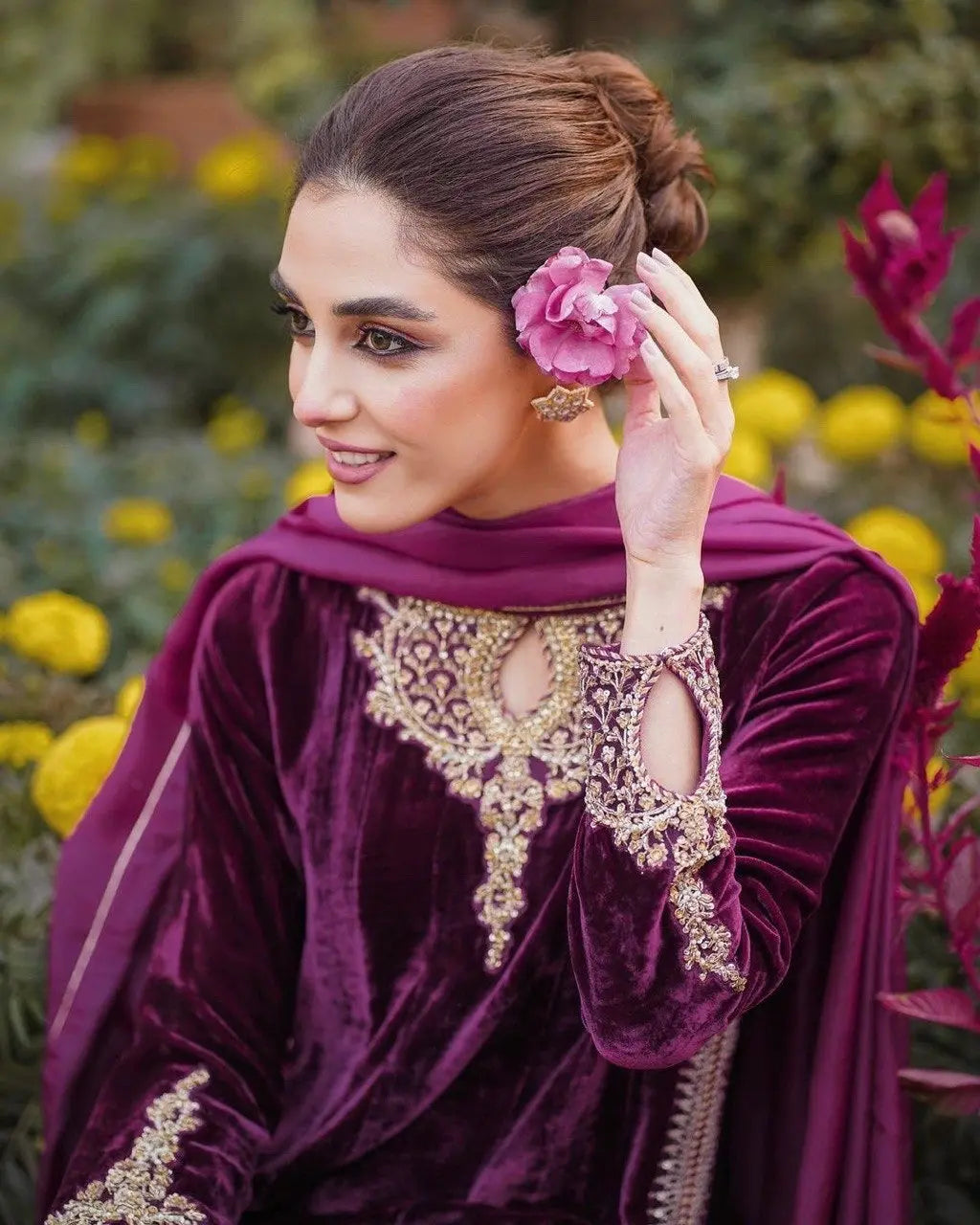 Winter Wear Premium Embroided Velvet Kurti Pant Dupatta set (Stitched) - Premium from Ethenika.com - Just INR 2190! Shop now at Ethenika.com