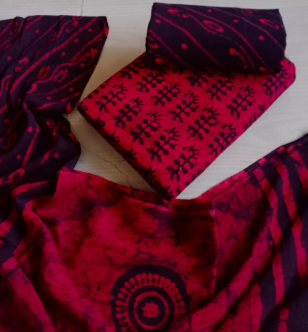 Soft Cotton Hand Blocked Wax Batik Dress Material (Unstitched) - Premium from Ethenika.com - Just INR 1290! Shop now at Ethenika.com