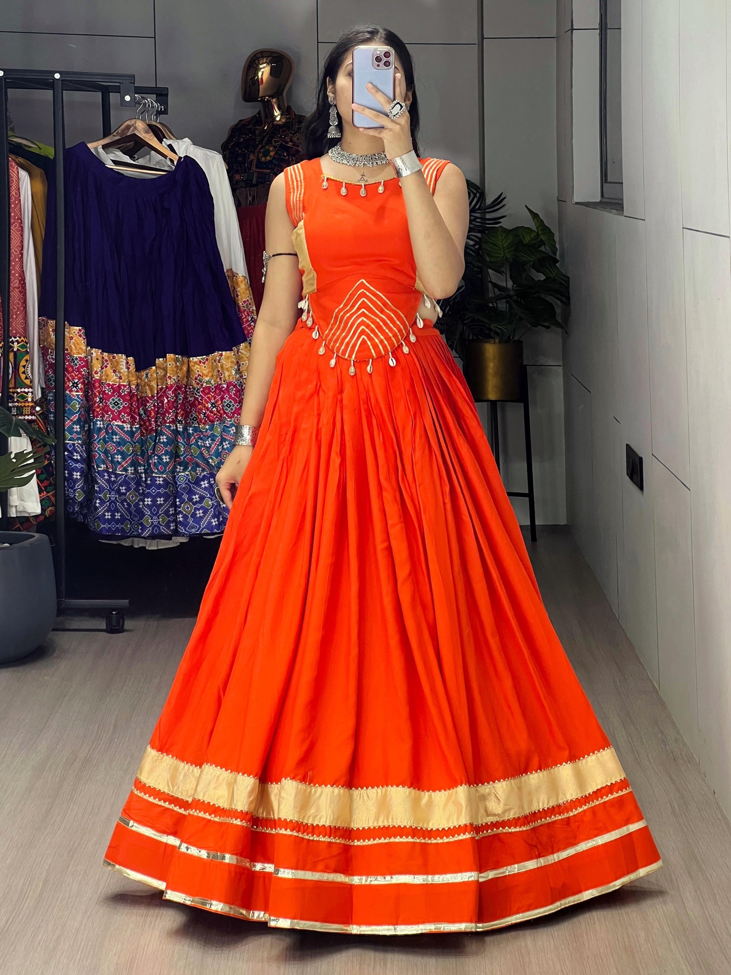 Rayon Gota Patti With Kodi Work Designer Navratri Chaniya Choli (Ready To Wear)