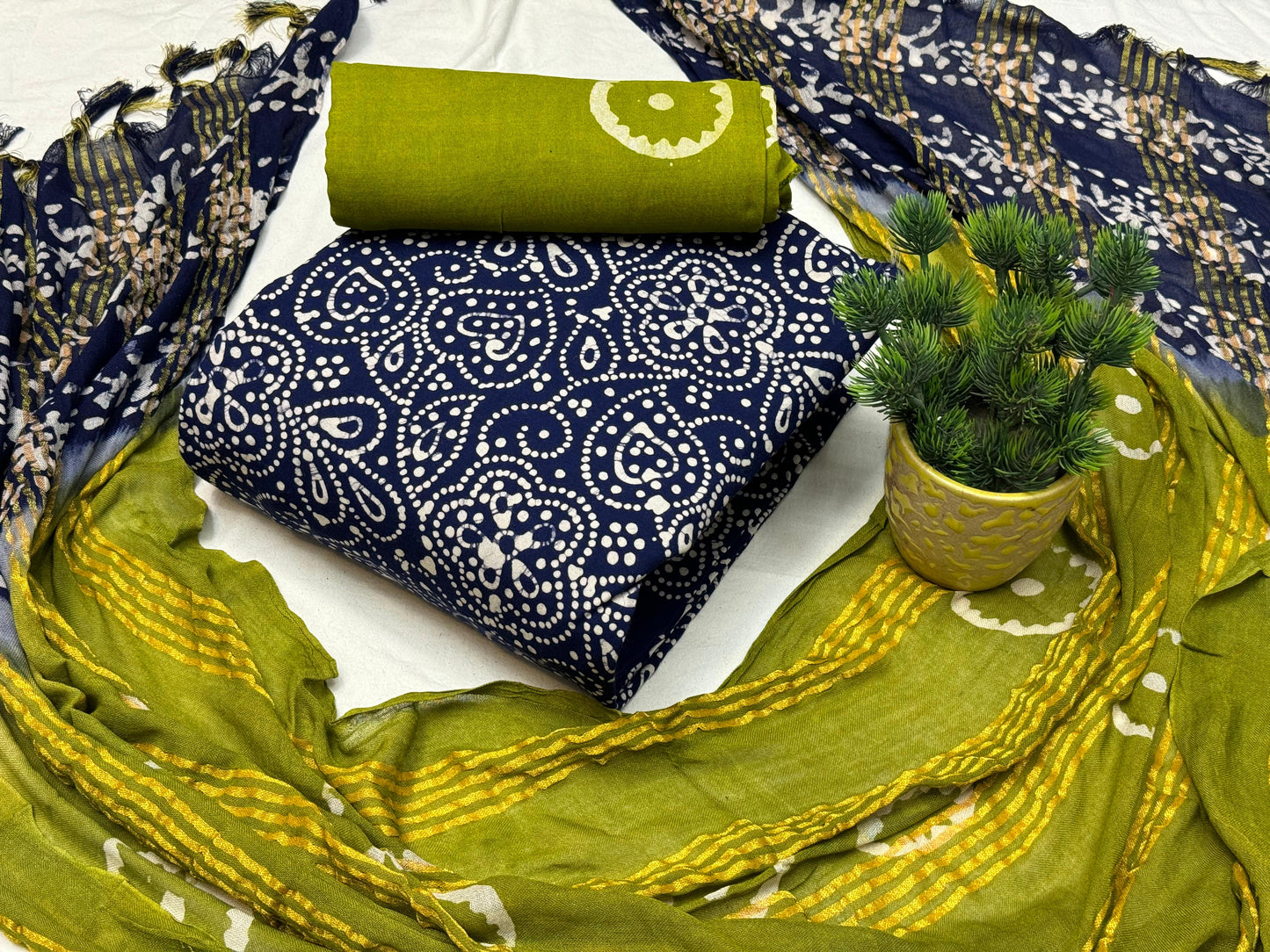 Cotton Hand Blocked Batik Dress Material - Premium  from Ethenika.com - Just INR 1390! Shop now at Ethenika.com