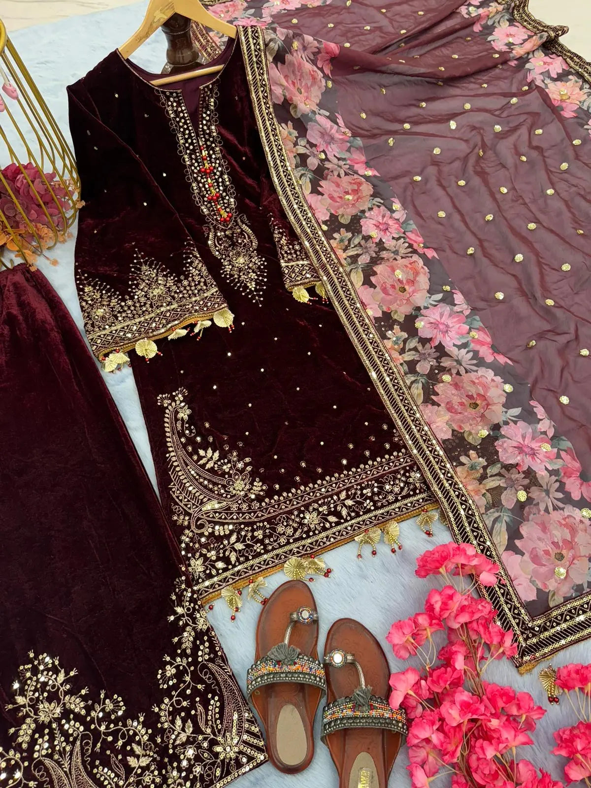 Viscose Sequence work Party Wear Velvet Suit - Premium  from Ethenika.com  - Just INR 3290! Shop now at Ethenika.com