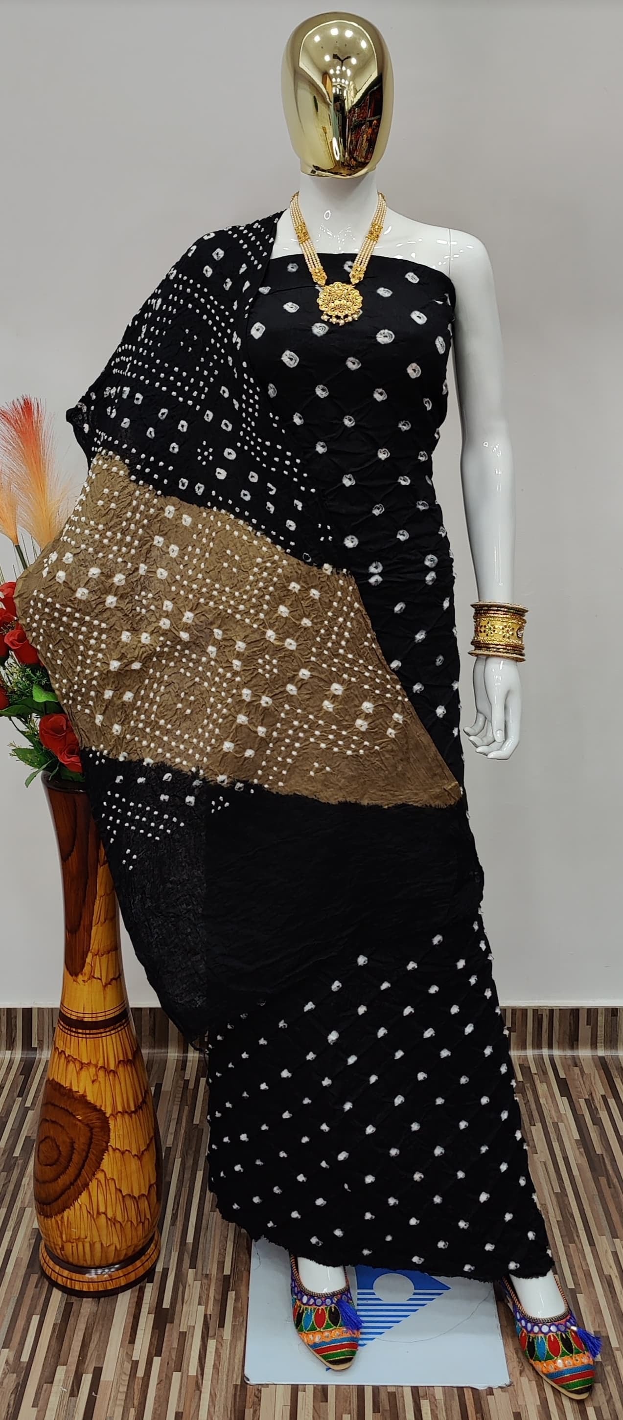 Cotton Satin Contrast Self Kutch Bandhani Dress Material - Premium  from Ethenika.com - Just INR 1590! Shop now at Ethenika.com