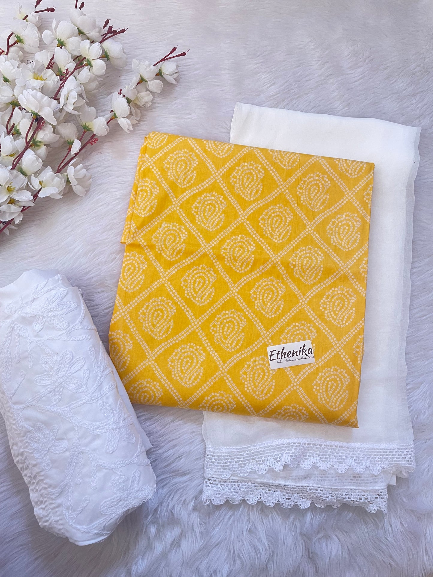 Soft Cotton Bandhani Print kurti with Chikankari Pant and Dupatta - Premium  from Ethenika.com - Just INR 1590! Shop now at Ethenika.com