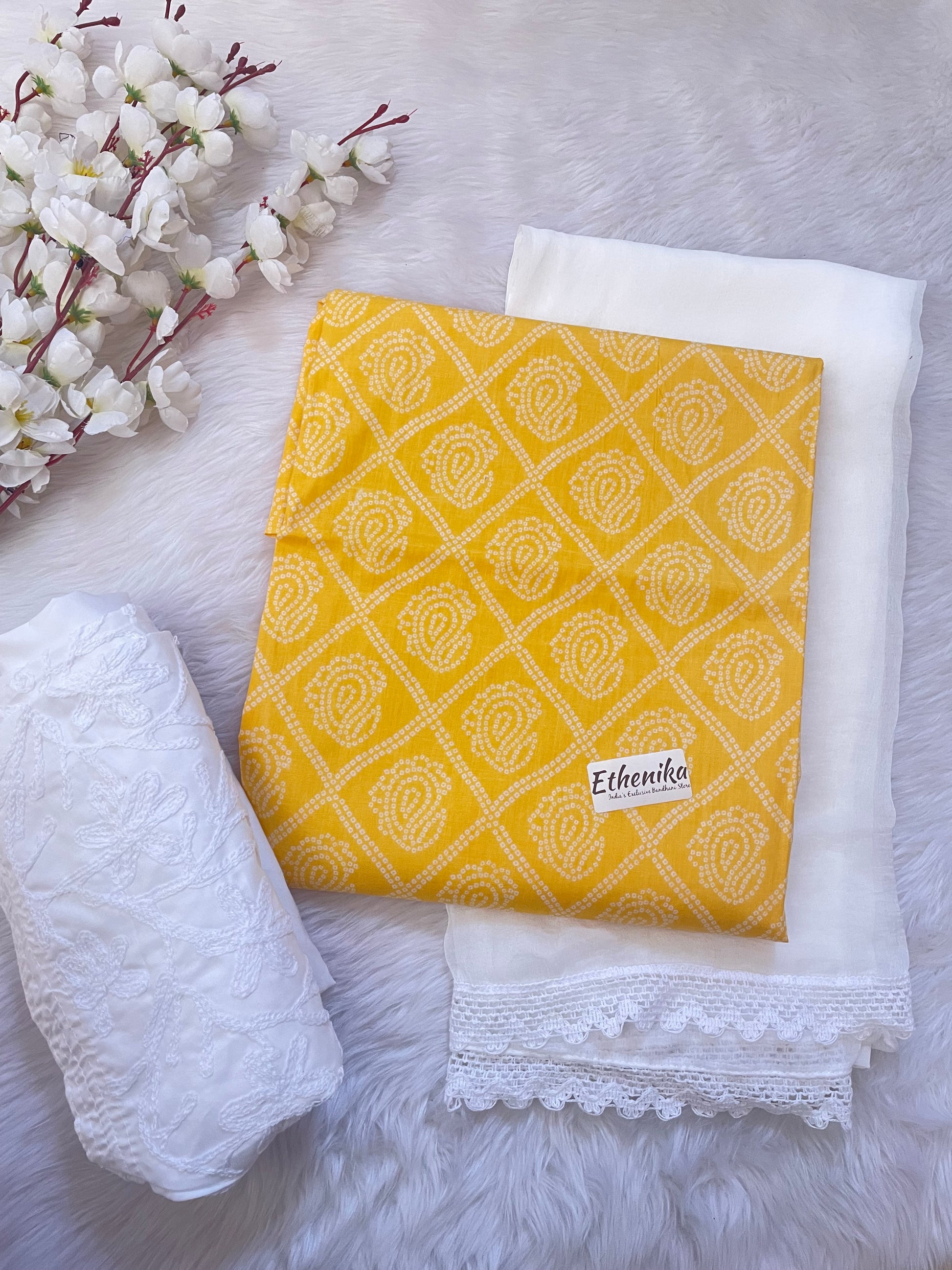 Soft Cotton Bandhani Print kurti with Chikankari Pant and Dupatta - Premium  from Ethenika.com - Just INR 1590! Shop now at Ethenika.com