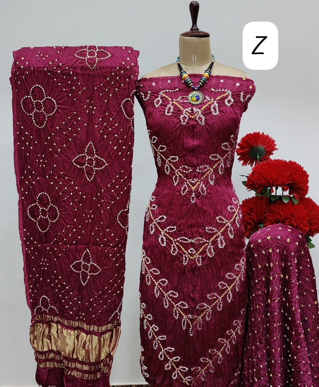 Modal Ghazi Silk Kutchi Bandhani Dress Material (Unstitched) - Premium from Ethenika.com - Just INR 5990! Shop now at Ethenika.com