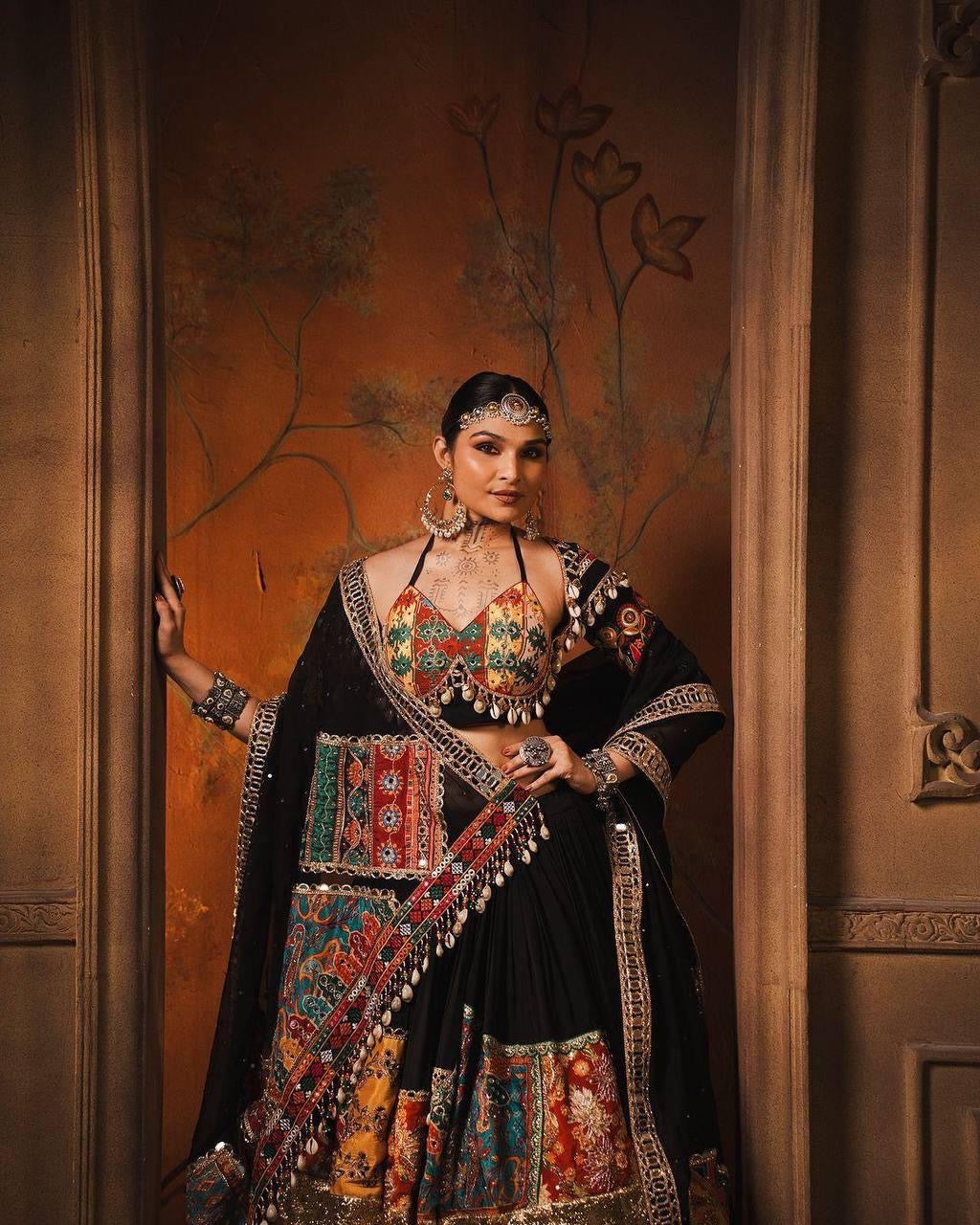 Muslin Cotton Original Kodi mirror work Navratri Garba Chaniya Choli (Stitched) - Premium from Ethenika.com - Just INR 3990! Shop now at Ethenika.com