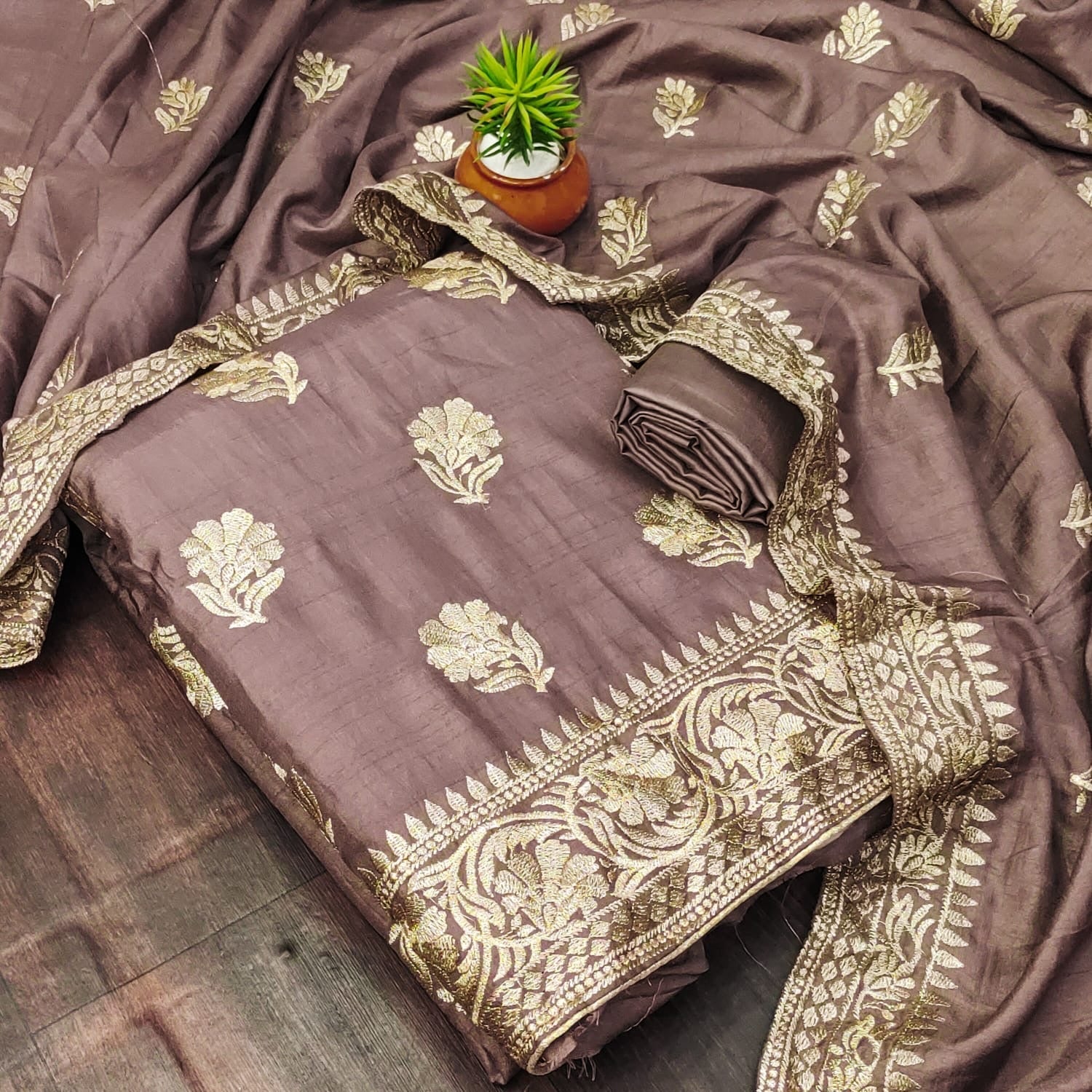 Vachitra Silk Fine Embroidery work Dress Material - Premium  from Ethenika.com - Just INR 1690! Shop now at Ethenika.com