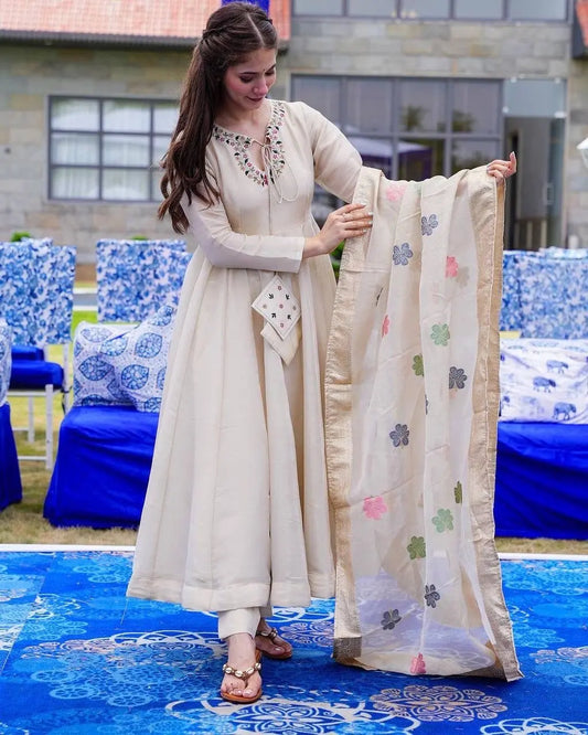 Thread Embroidery Anarkali Gown Set ( Stitched) - Premium  from Ethenika.com - Just INR 1990! Shop now at Ethenika.com