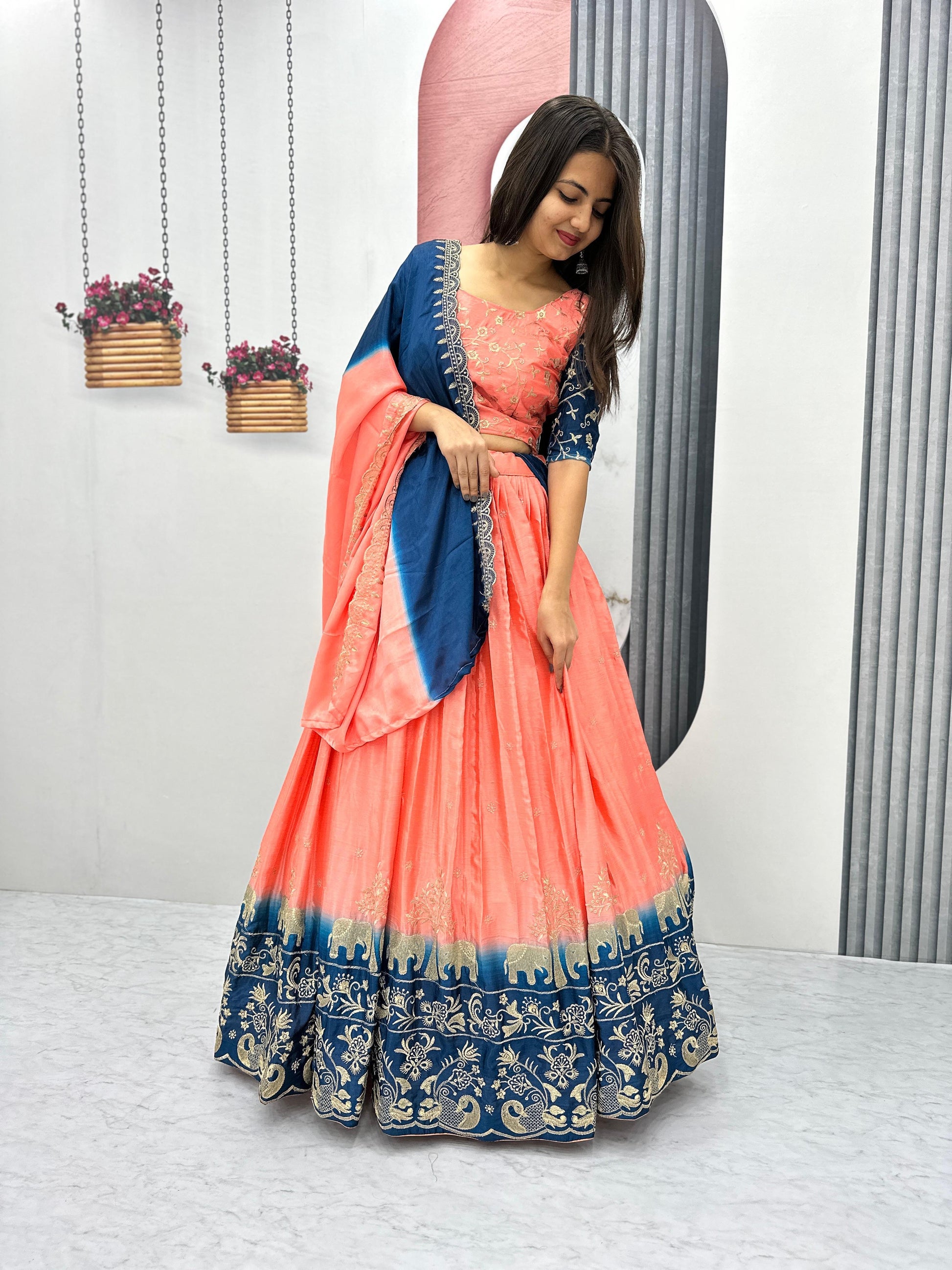 Chinon Silk Thread Embroidery work Lehenga Choli Set - Premium  from Ethenika.com  - Just INR 3990! Shop now at Ethenika.com