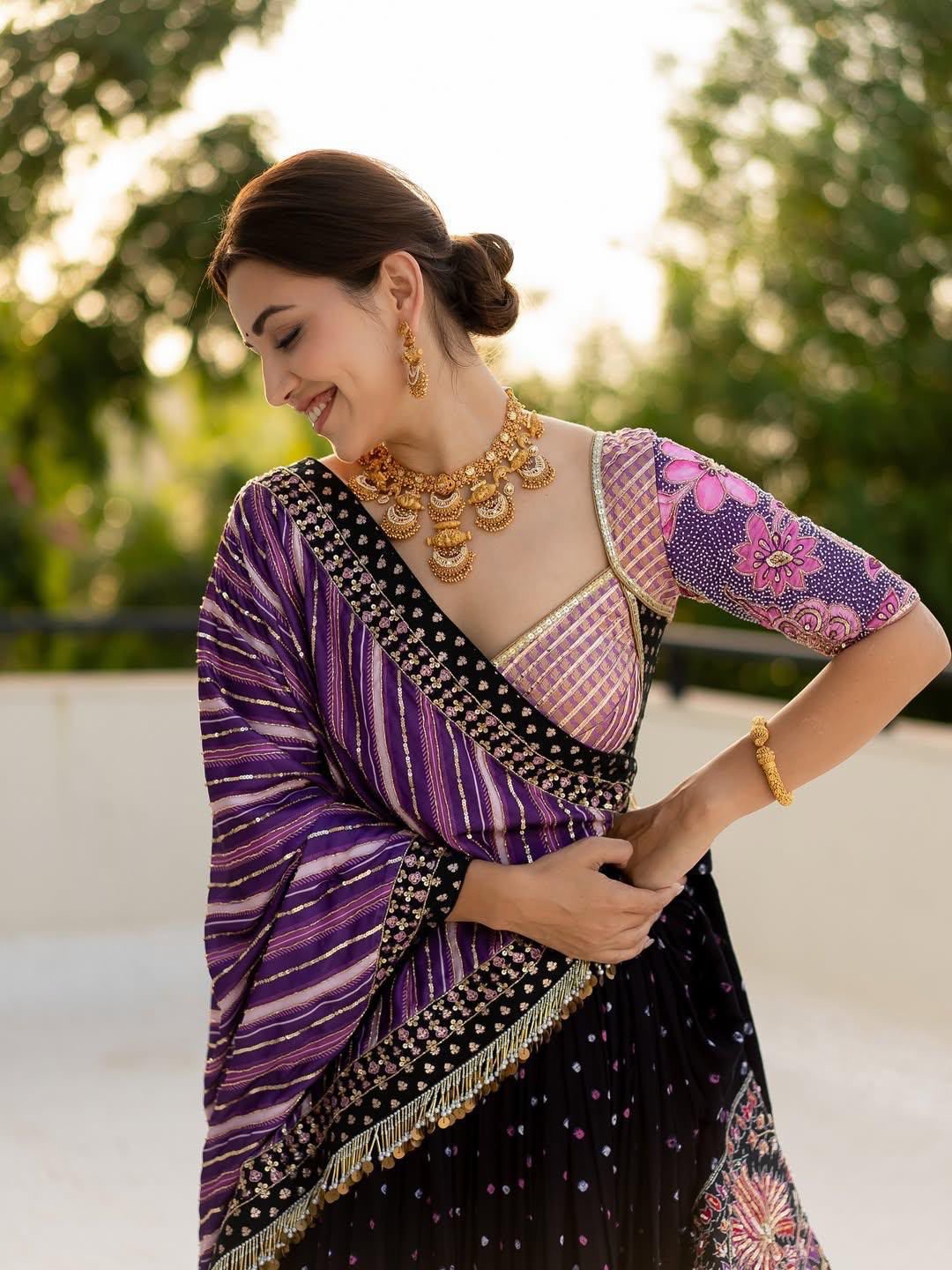 Muslin Silk Mirror Work Designer Chaniya Choli for Navratri