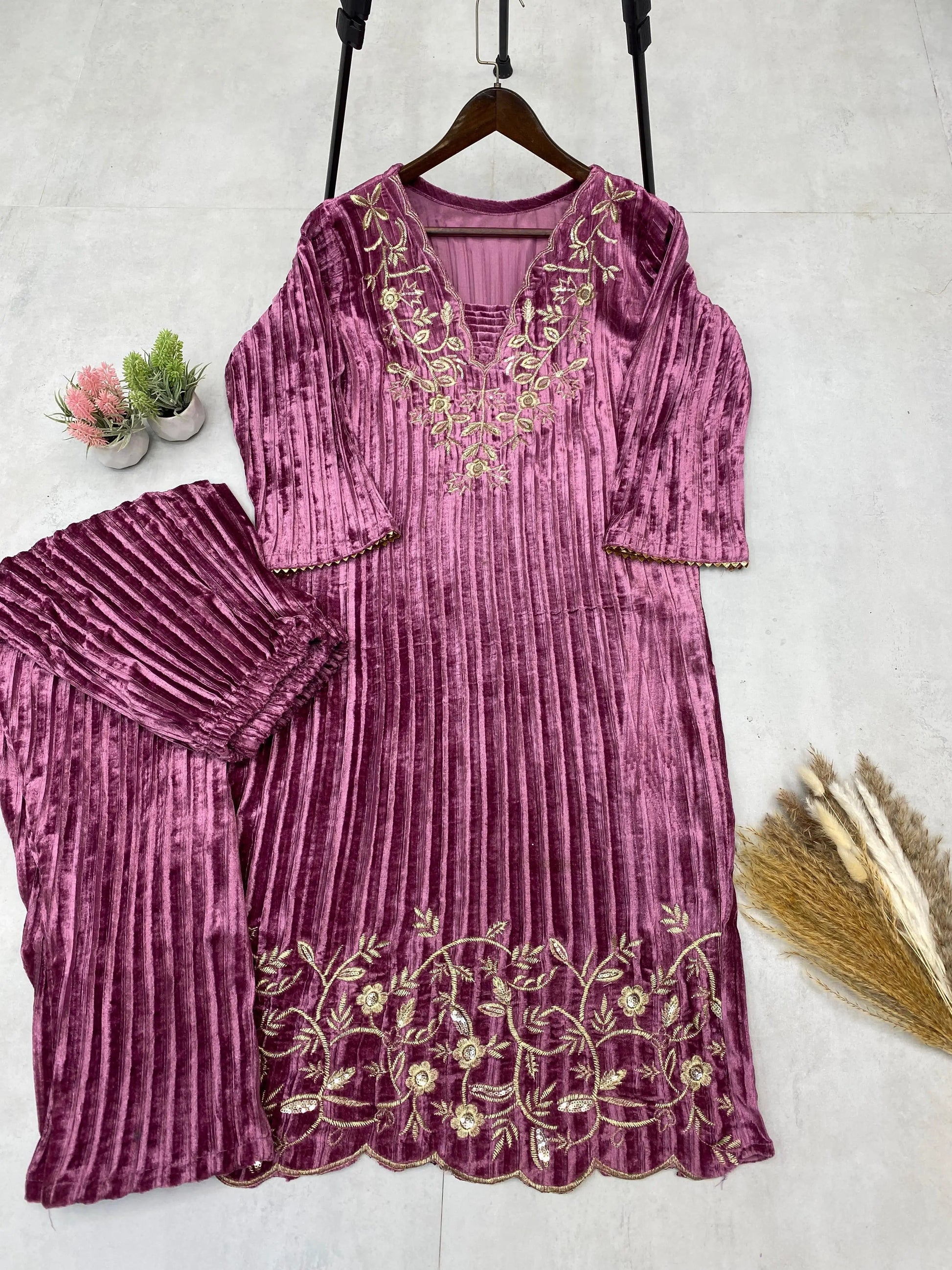 Ethenika Premium Embroidery work Winter Wear Velvet Suit - Premium  from Ethenika.com  - Just INR 2990! Shop now at Ethenika.com