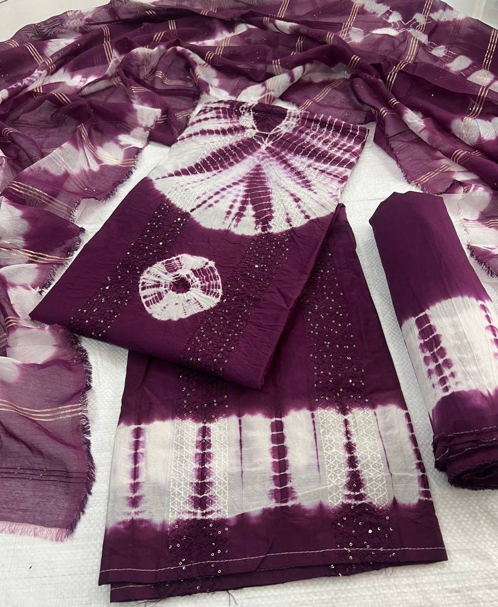 Pure Viscos Cotton Shibori 3 Pc Bandhani Dress Material (Unstitched) - Premium  from Ethenika.com  - Just INR 1490! Shop now at Ethenika.com