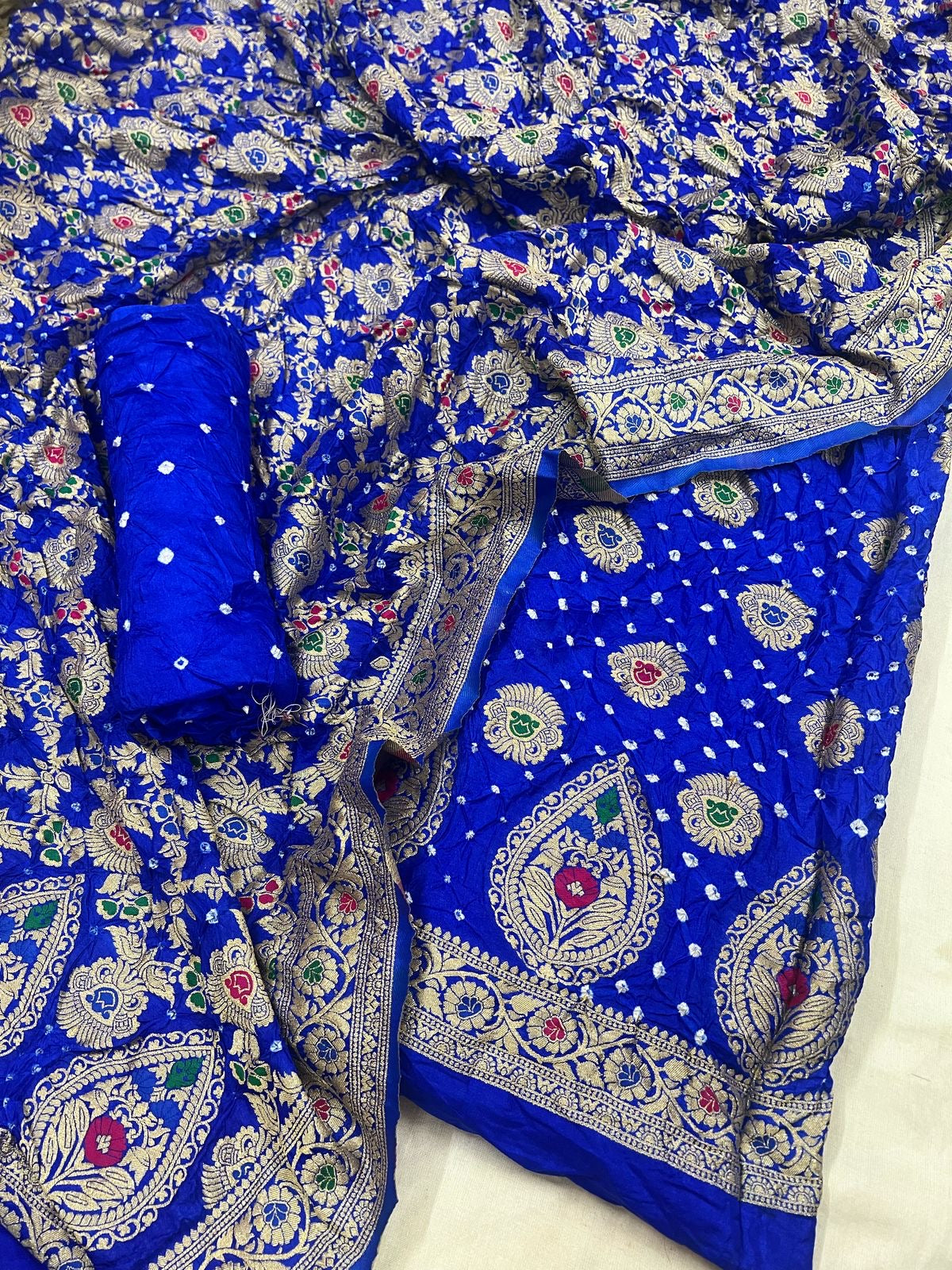 Dhupian Silk Authentic Kasab work Bandhani Dress Material (Unstitched) - Premium  from Ethenika.com  - Just INR 4990! Shop now at Ethenika.com