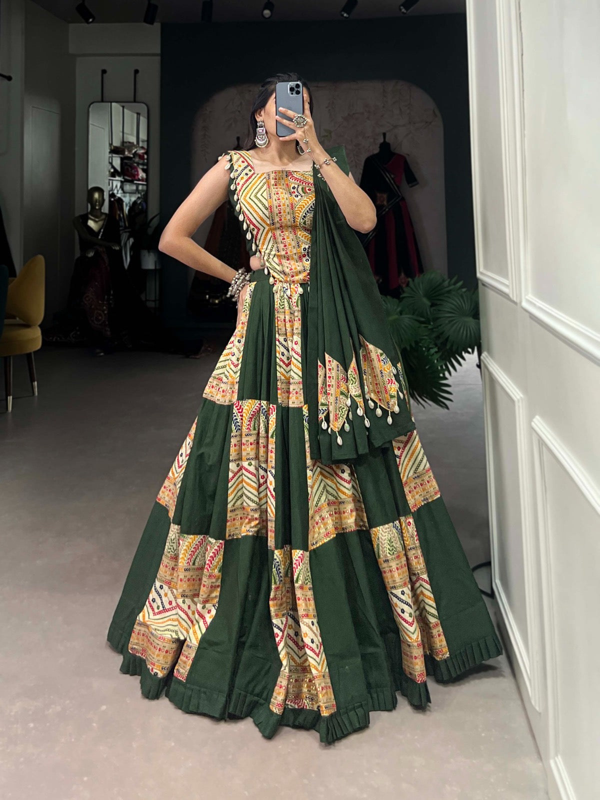 Pure Cotton Garba Navratri Special Lehenga Choli Blouse Set - Premium from Ethenika.com - Just INR 4590! Shop now at Ethenika.com