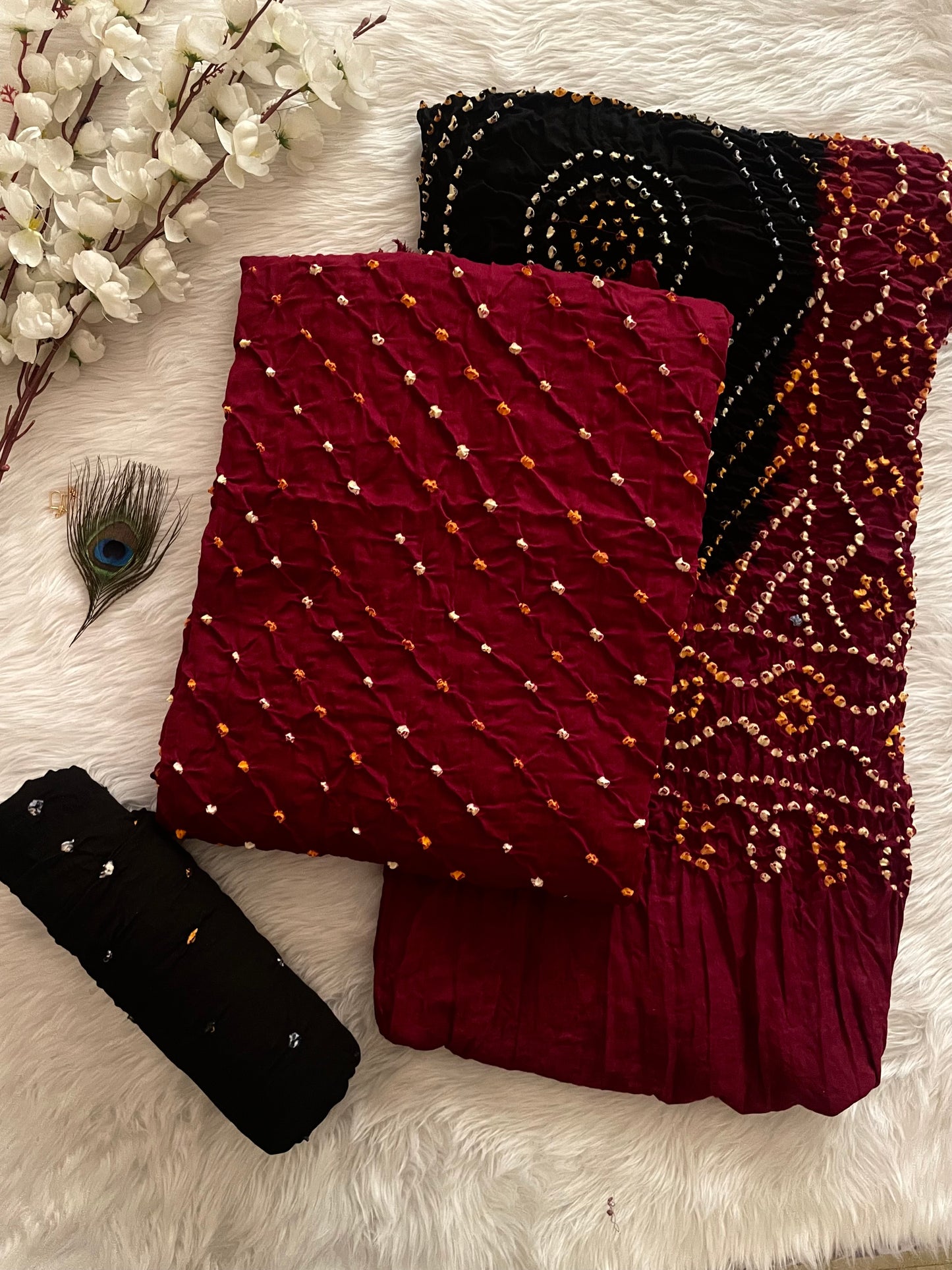 Cotton Satin Ethenika Kutch Original Hand Crafted Bandhani Dress Material (Unstitched) - Premium from Ethenika.com - Just INR 2190! Shop now at Ethenika.com