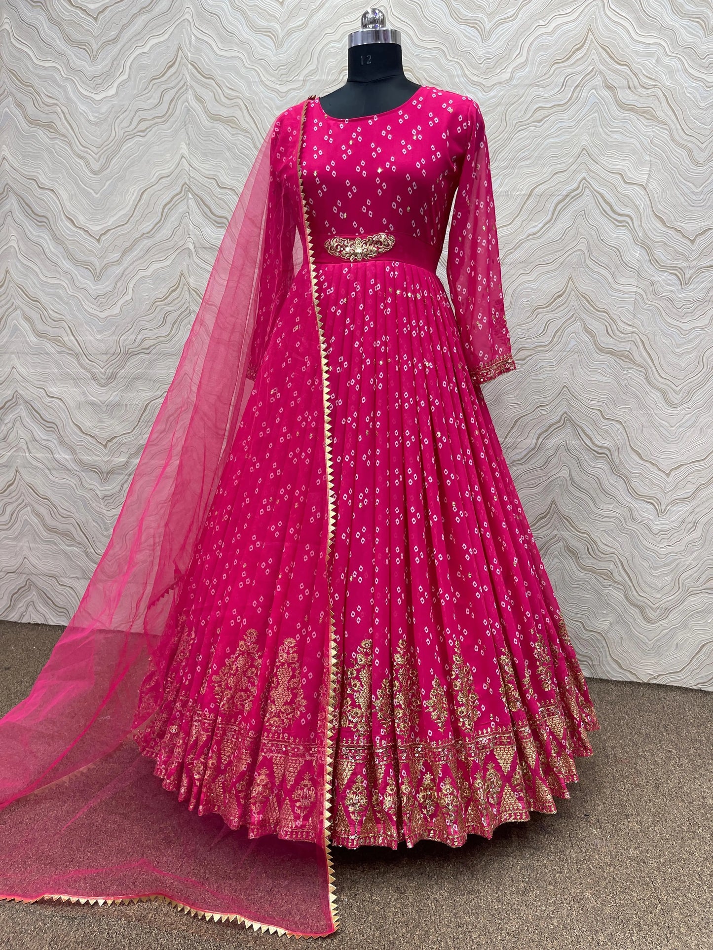 Faux Georgette Print with Embroidery work Womens Stitched Gown - Premium from Ethenika.com - Just INR 2490! Shop now at Ethenika.com