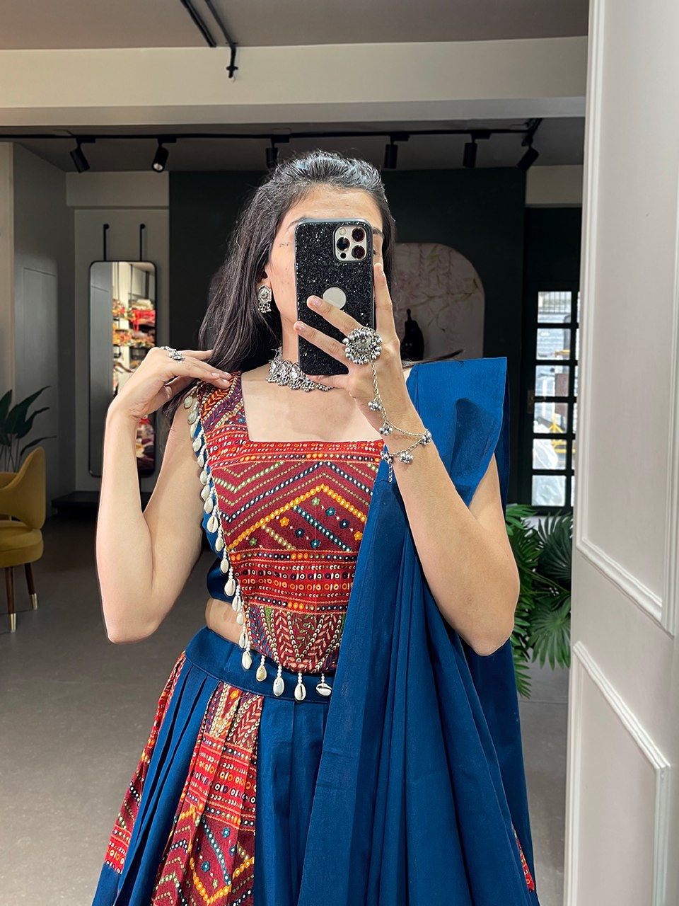 Pure Cotton Garba Navratri Special Lehenga Choli Blouse Set - Premium from Ethenika.com - Just INR 4590! Shop now at Ethenika.com