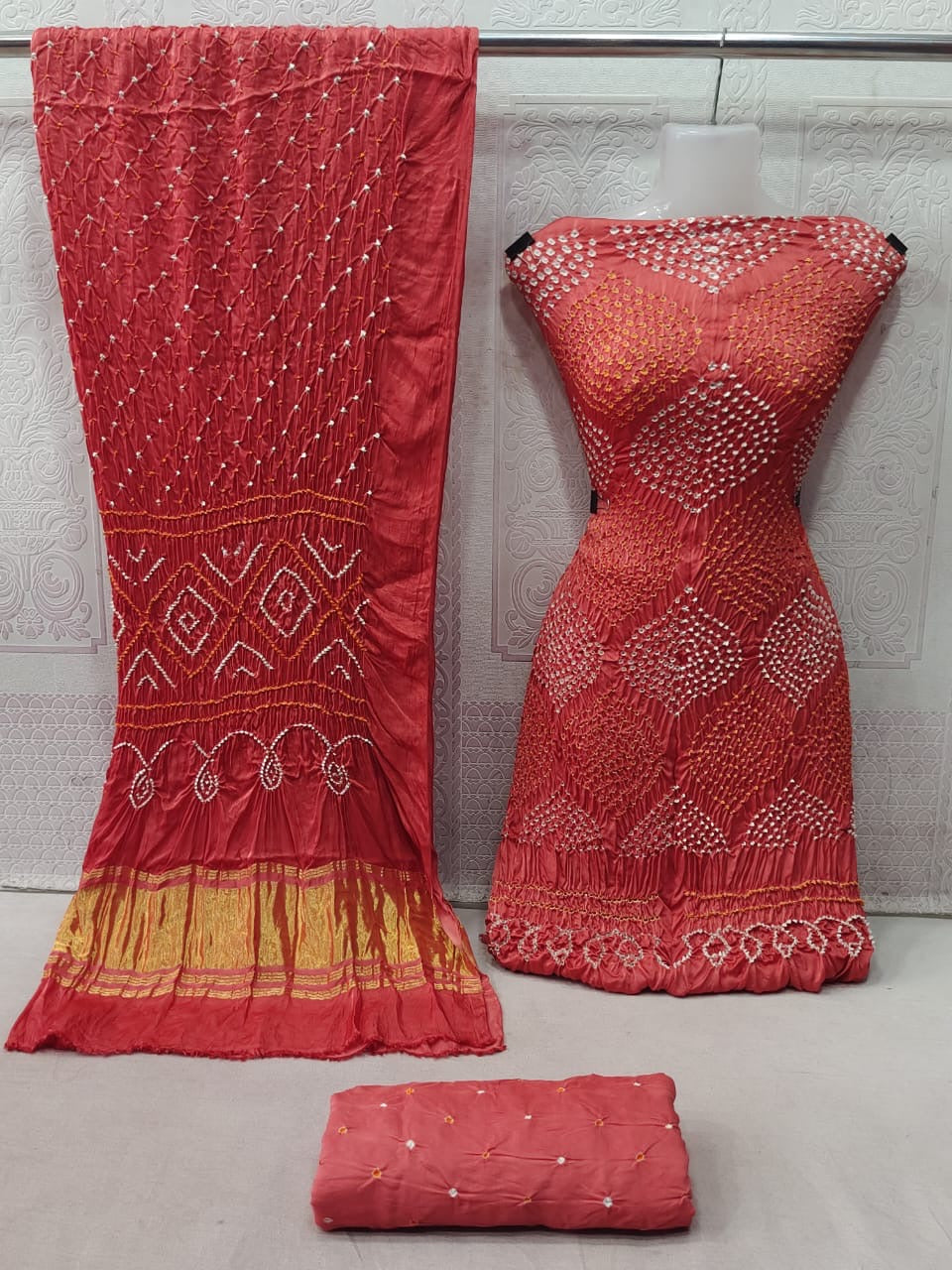 Ethenika Modal Ghazi Silk Original Kutch Hand Crafted Bandhani Dress Material - Premium from Ethenika.com - Just INR 6990! Shop now at Ethenika.com