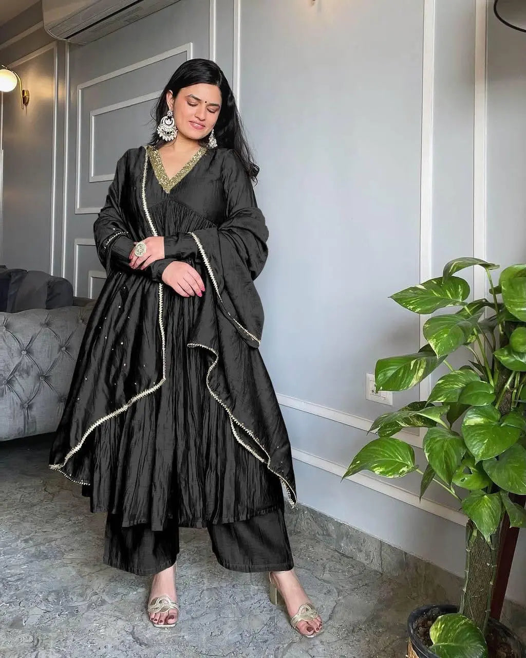 Chinon Silk Alia Cut Ready to Wear Anarkali Gown - Premium from Ethenika.com - Just INR 2590! Shop now at Ethenika.com