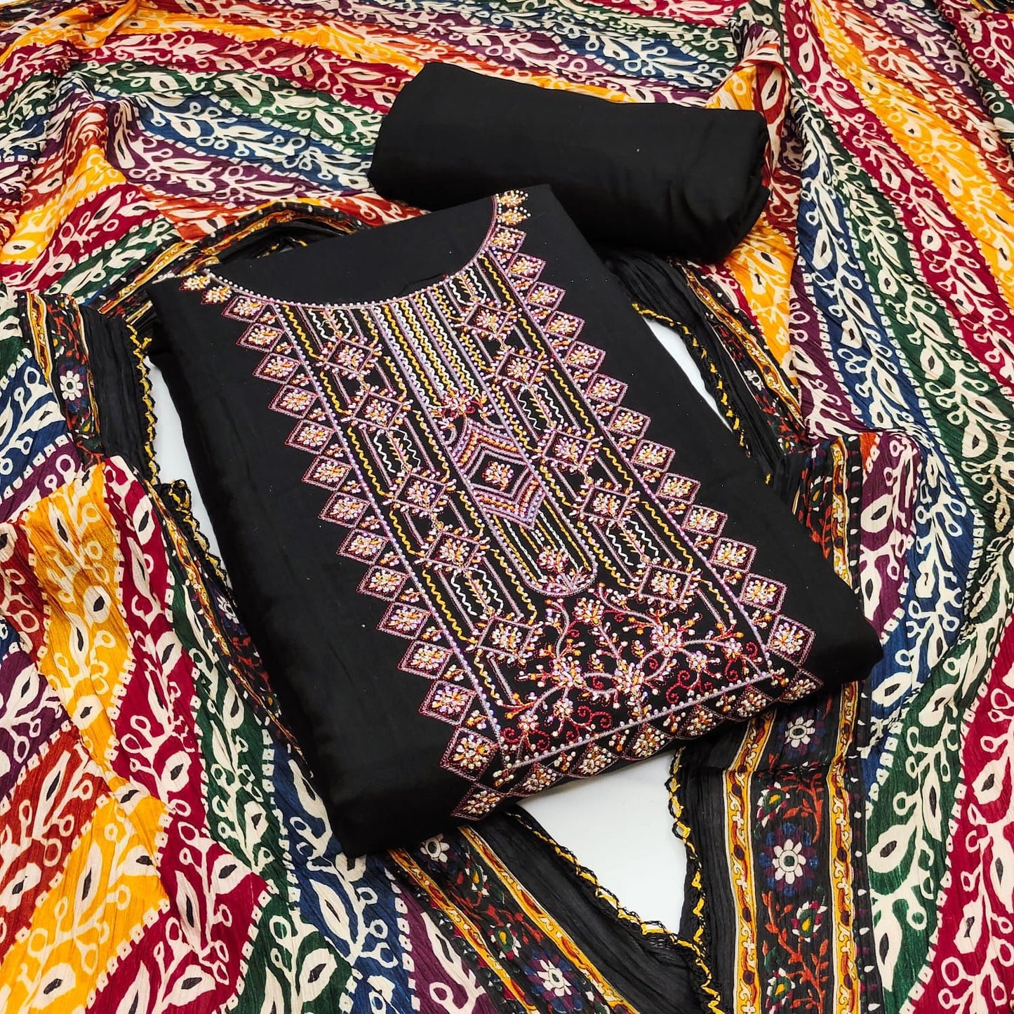 Rayon Cotton Neck work Dress Material (Unstitched) - Premium from Ethenika.com - Just INR 1590! Shop now at Ethenika.com