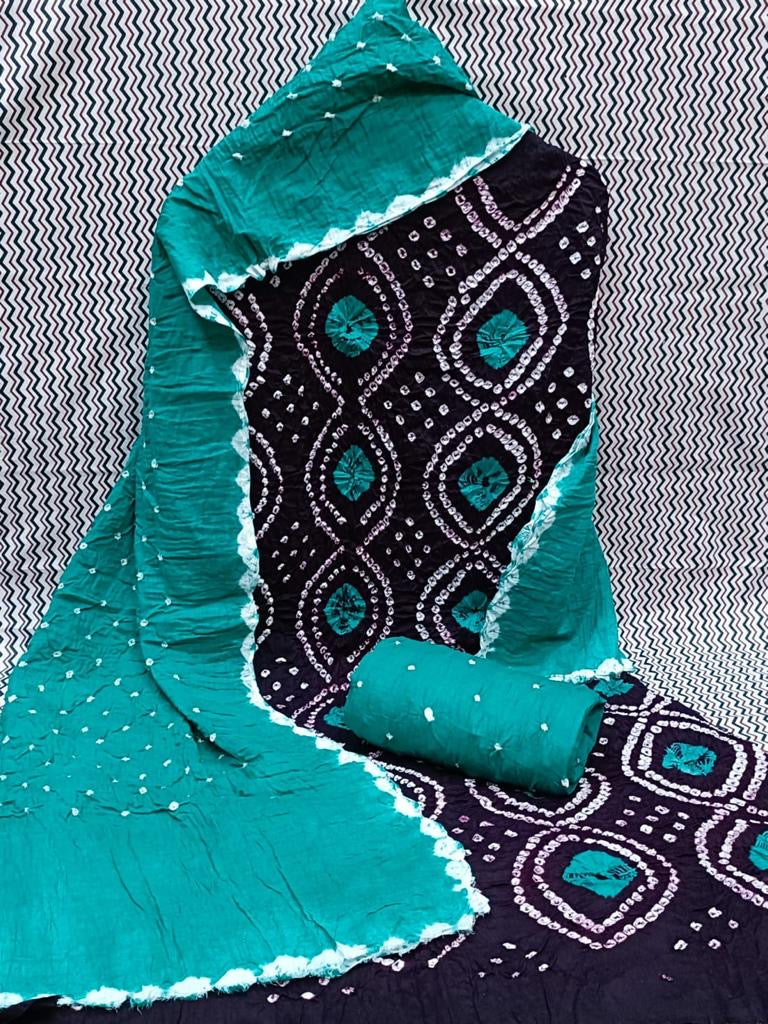 Cotton Contrast Leheriya Bnadhej work Bandhani Dress Material - Premium  from Ethenika.com - Just INR 1490! Shop now at Ethenika.com