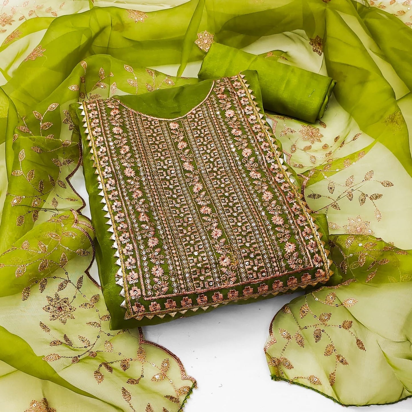 Organza Silk with Multi work Womens Dress Material ( Unstitched) - Premium from Ethenika.com - Just INR 1590! Shop now at Ethenika.com