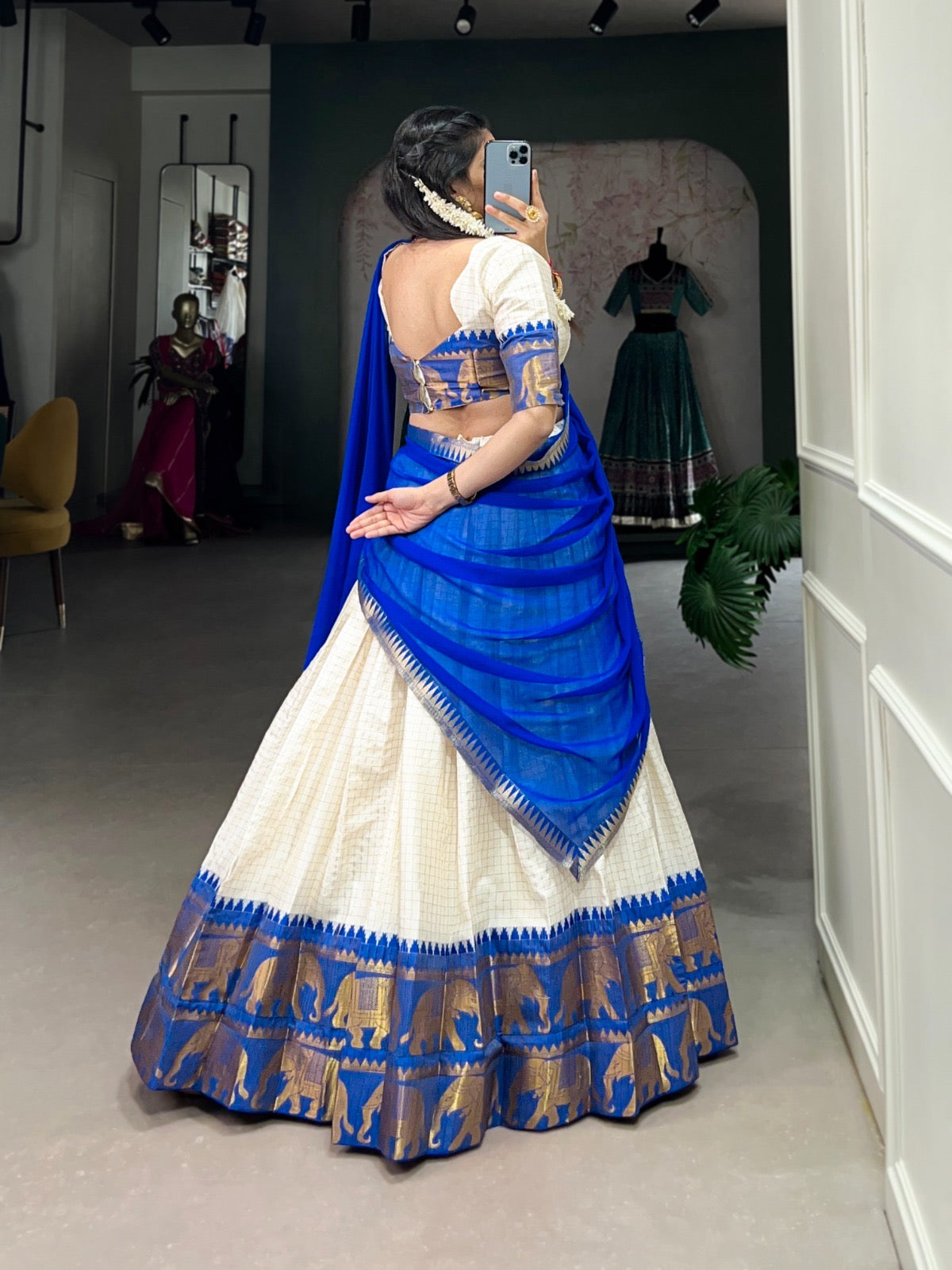 Treditional Cotton Chex Work Lehenga Choli - Premium from Ethenika.com - Just INR 2990! Shop now at Ethenika.com