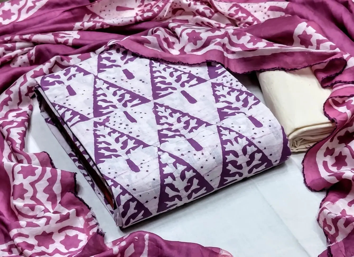 Cotton Hand Blocked Batik Salwar Material (Unstitched) - Premium  from Ethenika.com - Just INR 1290! Shop now at Ethenika.com