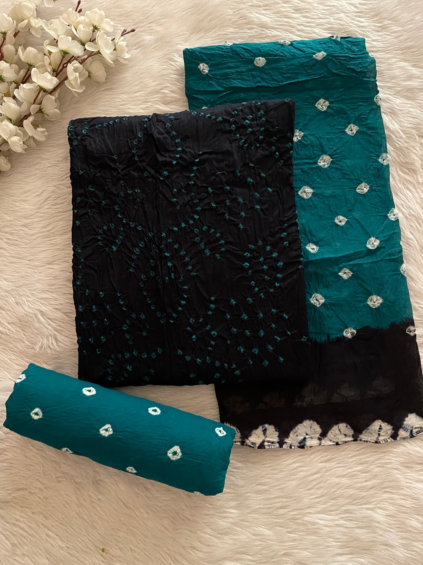 Cotton Satin Multicolor Kutch Bandhani Dress Material (Unstitched) - Premium from Ethenika.com - Just INR 1890! Shop now at Ethenika.com