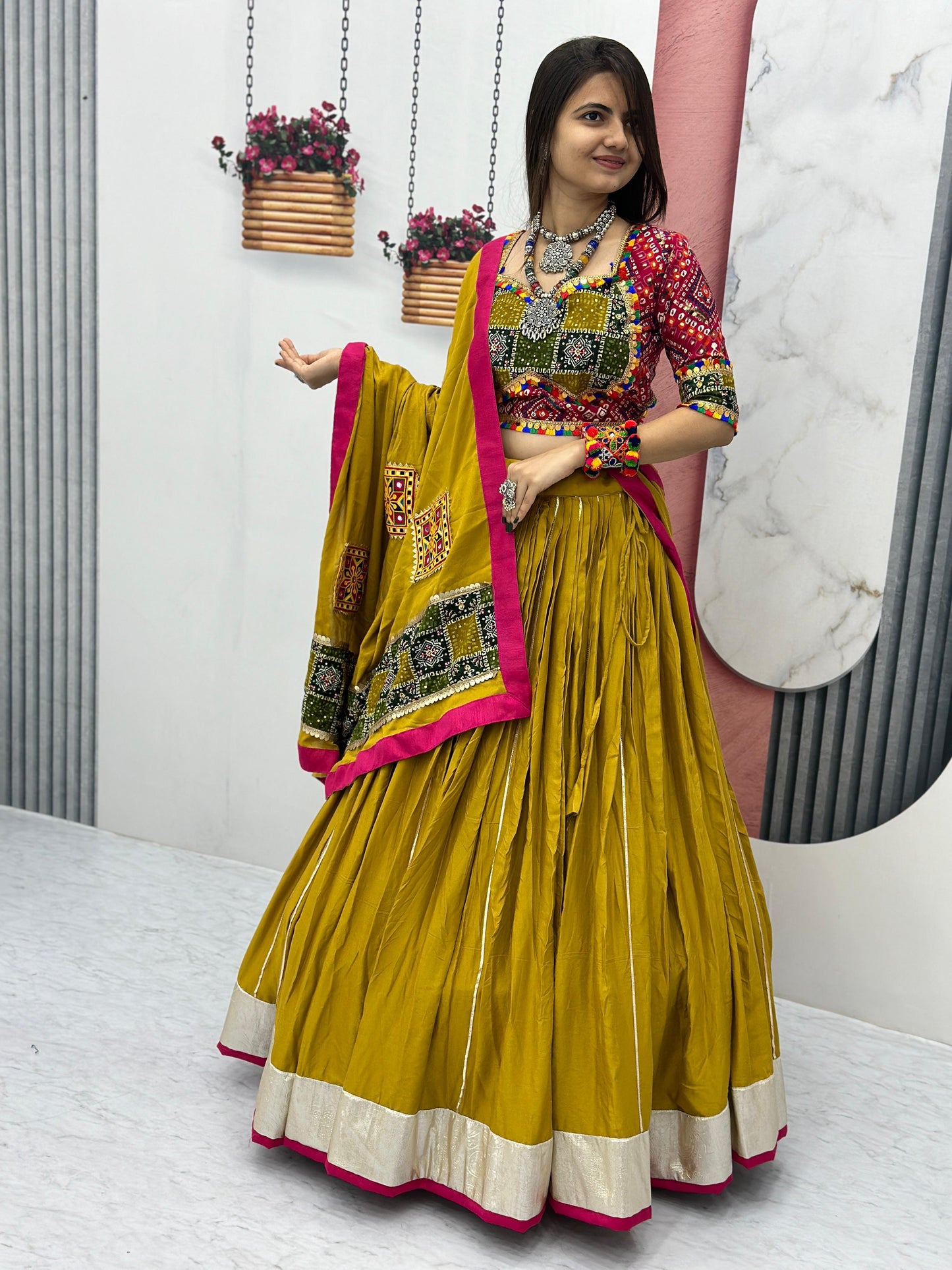Pure Cotton Foil Print Lace work Navratri Special Chaniya Choli - Premium from Ethenika.com - Just INR 4990! Shop now at Ethenika.com